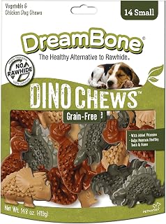 Dreambone Small Dinochews, Grain Free Dog Chews, 14 Count (Pack of 24)