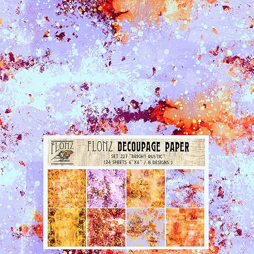 Miniatura 8 de Flonz Decoupage - Paquete de papel (24 hojas de 6 x 6 pulgadas), hojas cuadradas brillantes multicolor para manualidades y álbumes de recortes