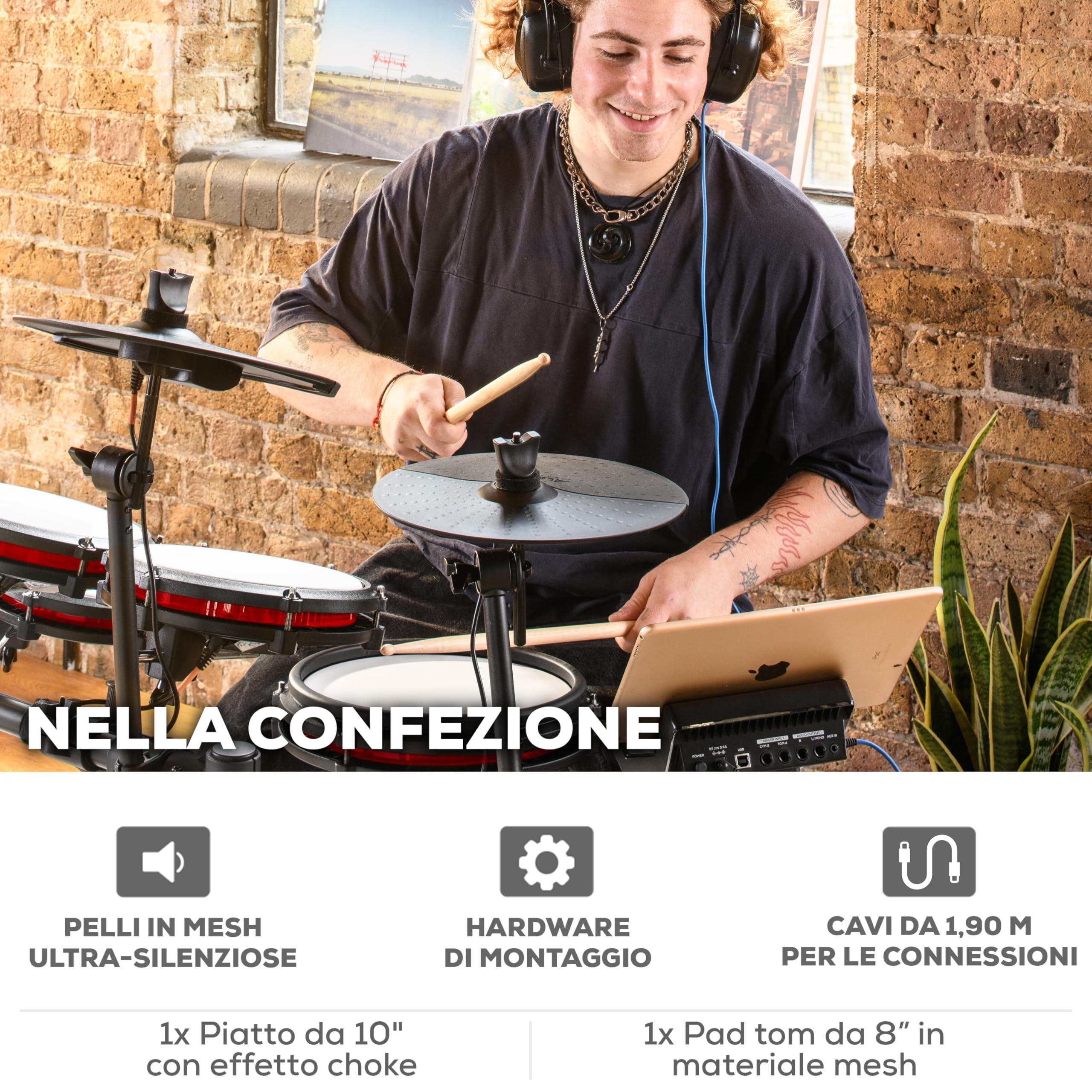 Alesis Nitro Max Expansion Pack - Espansione Batteria Tom Pad Mesh, Piatto 10" Choke, Cavi
