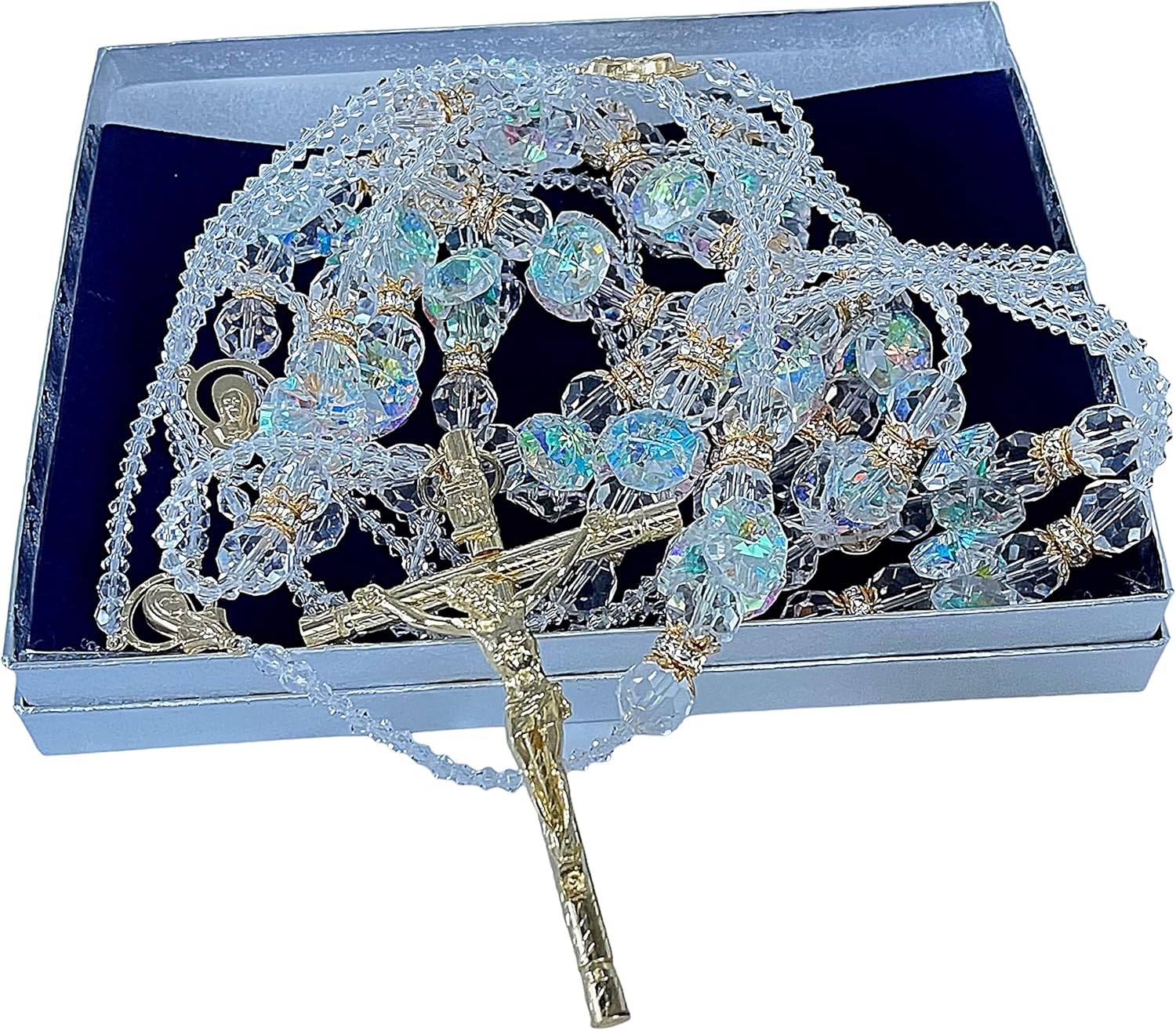 San Joaquin Creations Authentic Crystal AB Wedding lasso Gold Plated, lazo Para Boda en Cristales Tornasol fino chapeado en oro. Wedding Laso AB cristal