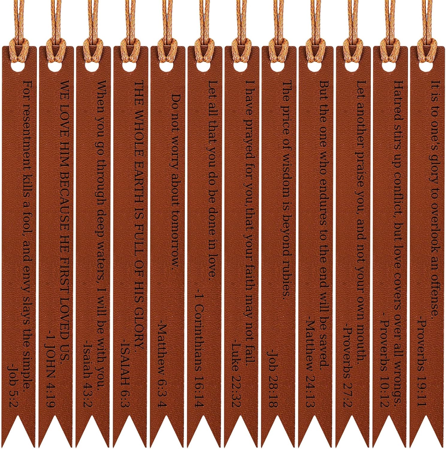 Prasacco 12 Pcs Leather Bible Bookmarks Christian Bookmarks Religious