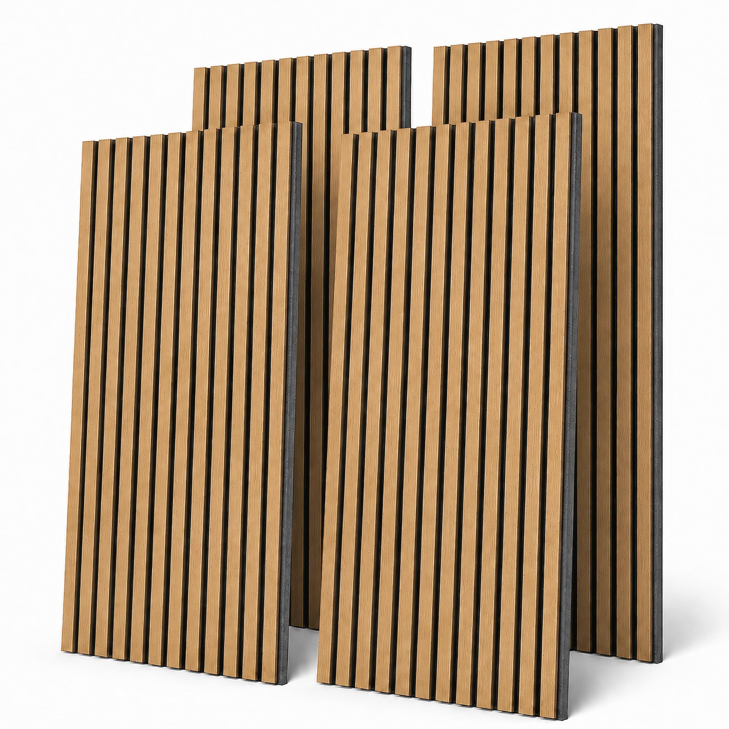 Lot de 4 panneaux acoustiques en bois plaqué, 60 x 120 cm, panneaux décoratifs pour murs 3D, panneaux acoustiques pour plafond, salon et bureau, chêne miel