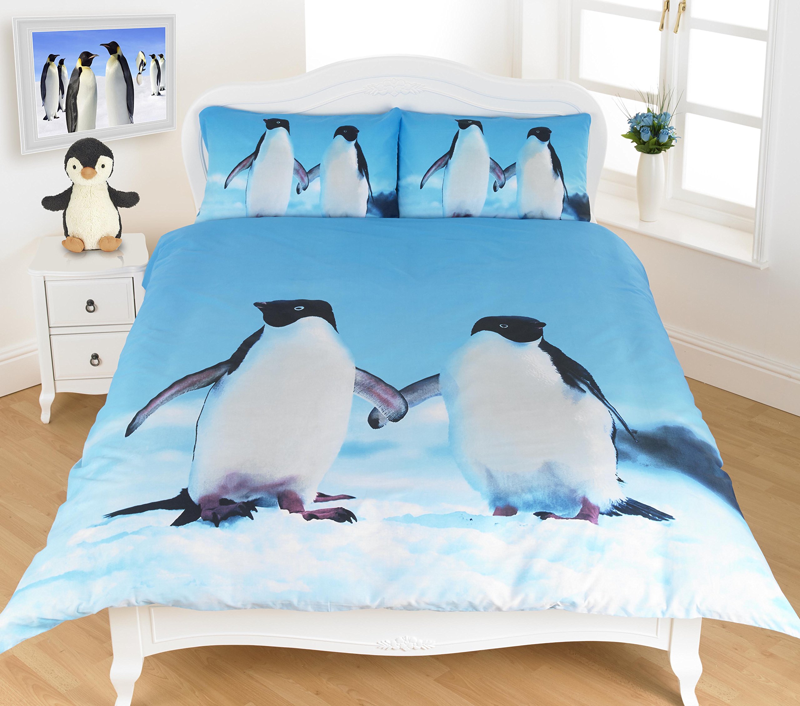 Heaven Valley Penguine Heavenvalley Poly Cotton Printed Animal Photographic Duvet/Quilt Covers With Pillow Cases (Single, )