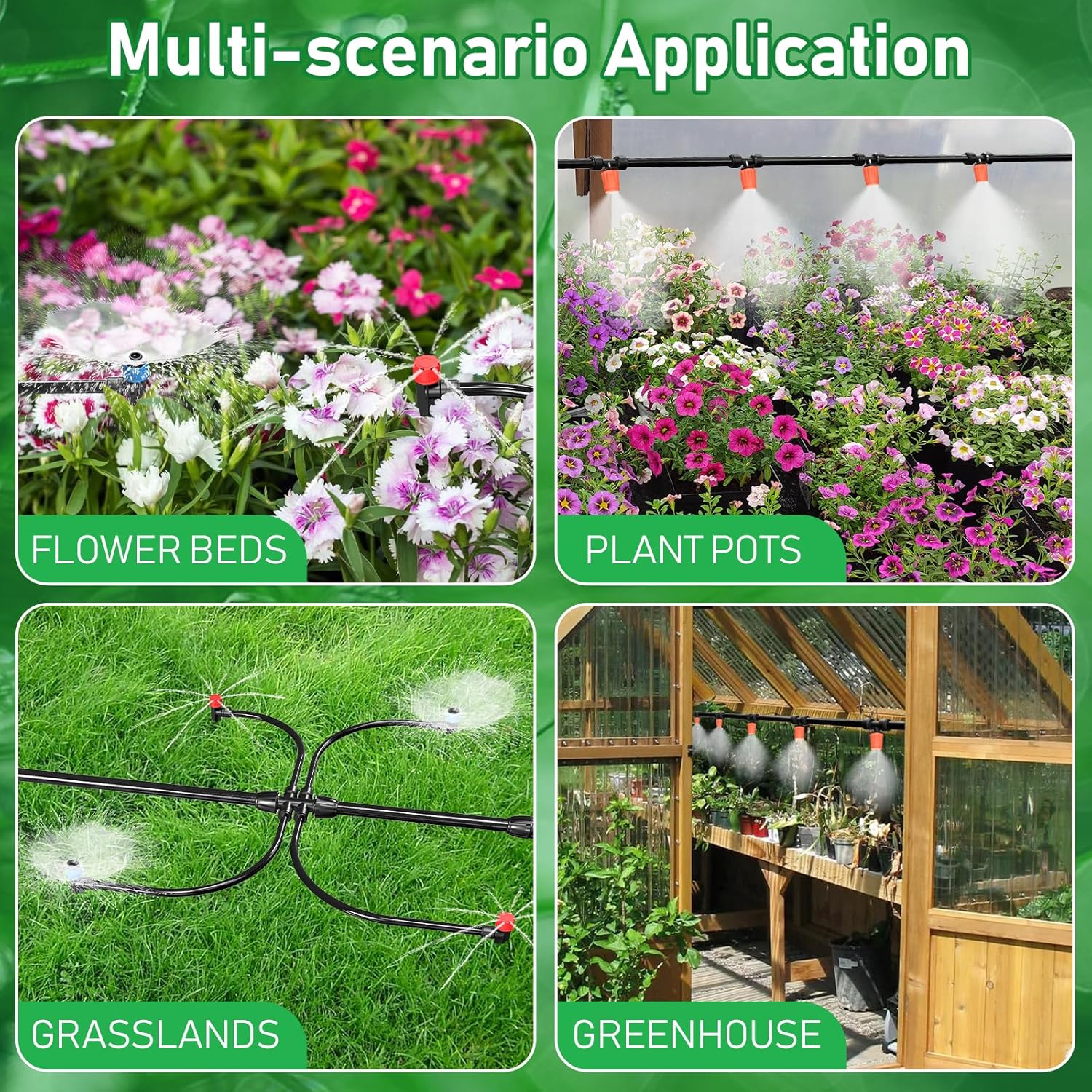 125FT Drip Irrigation System, Automatic Drip Irrigation Kit with 5/16" Main Tube & 1/4" Branch Tubing, Adjustable Drip Emitters, Garden Watering System for Flower Bed, Raised Beds, Lawn, Greenhouses