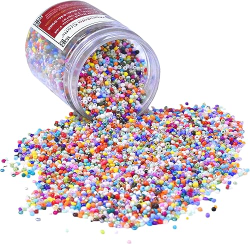 Mandala Crafts Cuentas de cristal 110 para abalorios profesionales, 13000 cuentas de vidrio mixto arcoíris