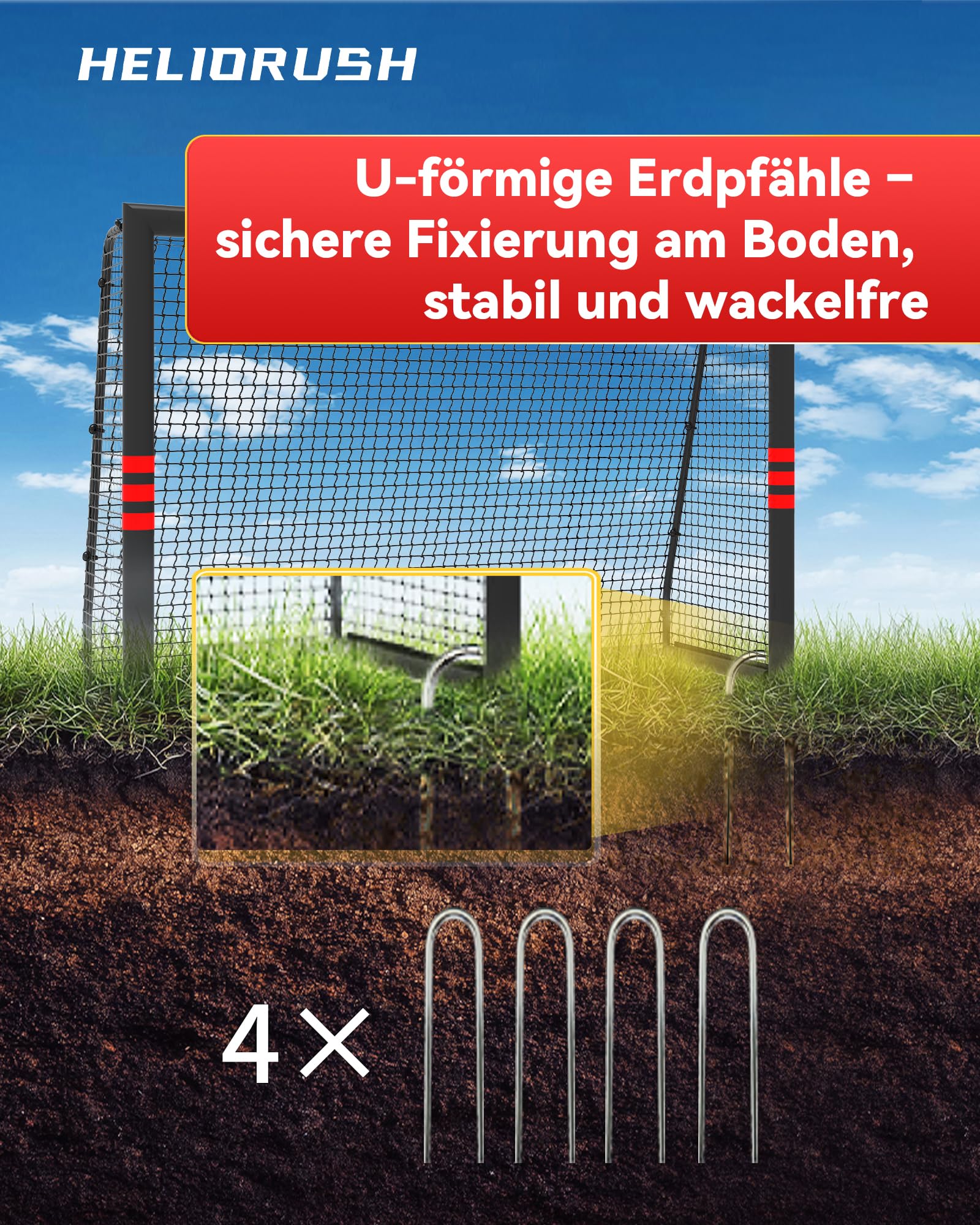 Fußballtor für Garten Kinder - 32mm Stahlrahmen & EPE-Polsterung, Wetterfestes Tor Set mit 33-lagigem PE-Netz & U-Erdanker (180/240/300cm)