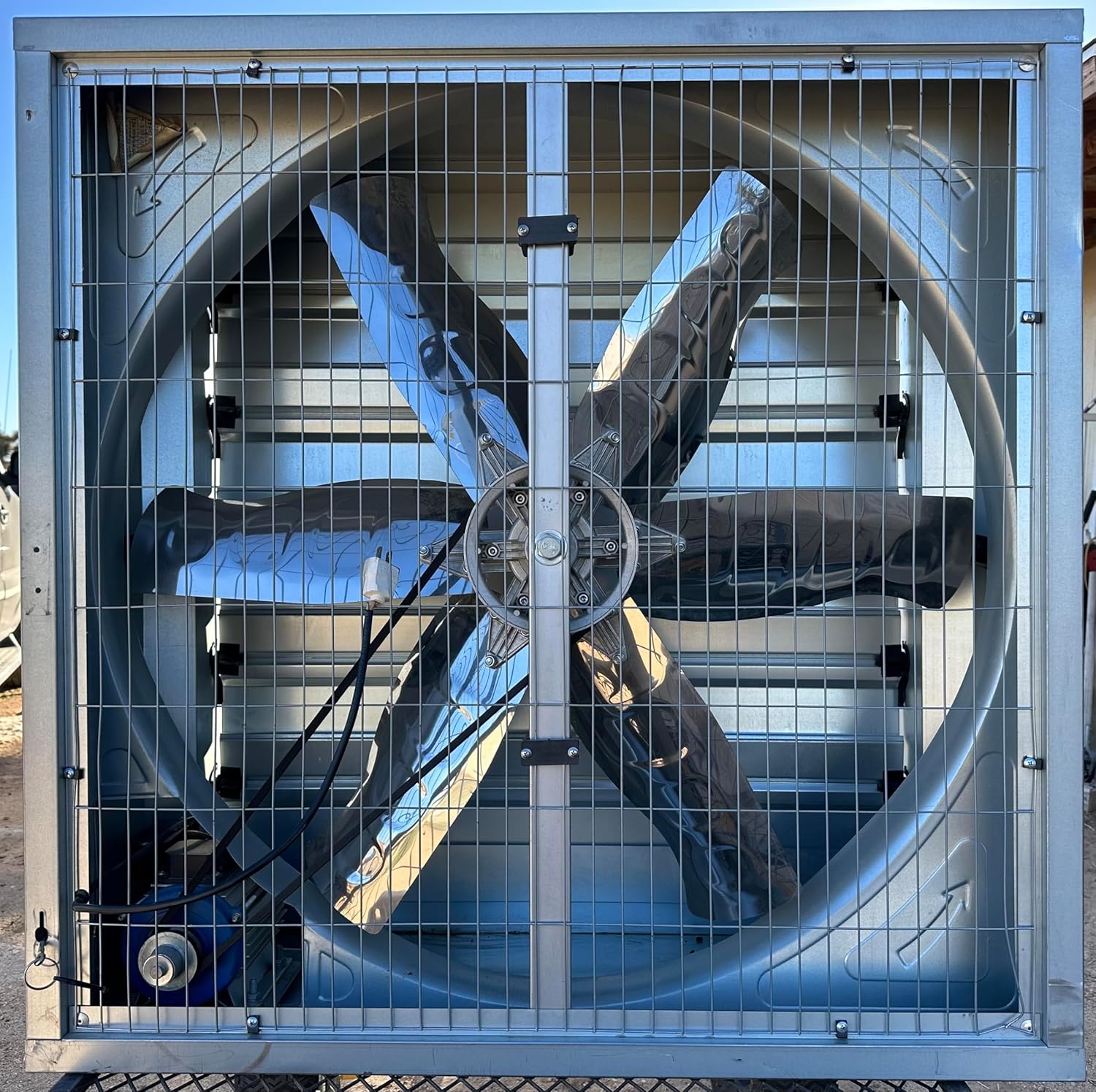 One 40" Belt Driven Greenhouse Exhaust Fan with Shutter, 40" Square Housing, 36" Blade, 18500 CFM, Commercial Agricultural Barn Shop Warehouse Ventilation Fan, 1HP 110V Motor, Open Box Condition