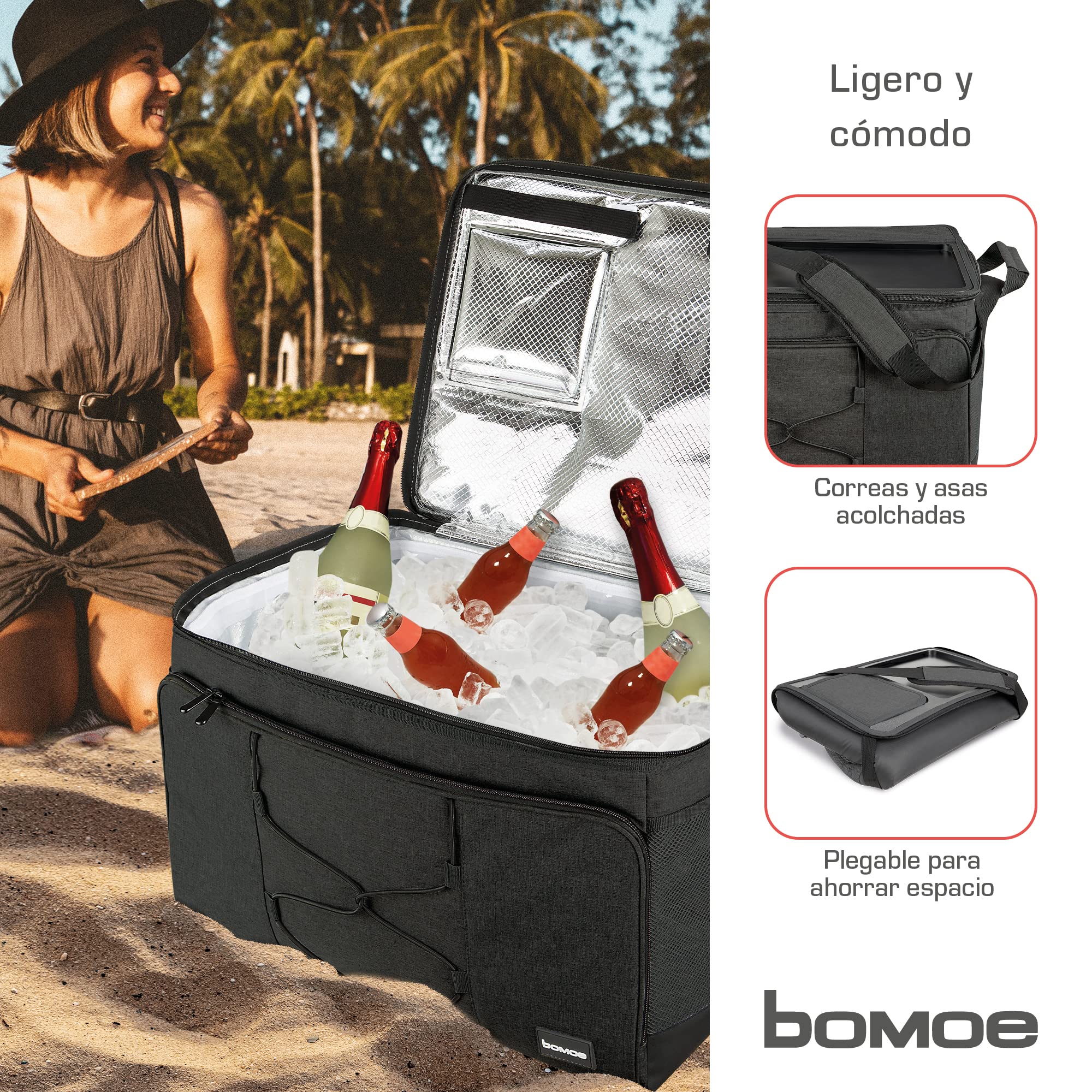 bomoe IceBreezer Nevera portátil 39l/45l/52l - Bolsa térmica Comida y Bebida Función de refrigeración 16 Horas - Nevera Coche - Bolsa Porta Alimentos isotérmica - Gris y Antracita