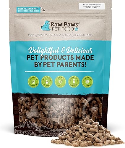 Miniatura 7 de Raw Paws Free-Range Alimento liofilizado para perros y gatos, 16 onzas, fabricado en Estados Unidos, alimento liofilizado para preservar la