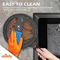 Vista 3 de Sartén antiadherente de 11 pulgadas con revestimiento de granito para crepes - Sartén Dosa ligera de 4.27 cuartos con mango de agarre cómodo