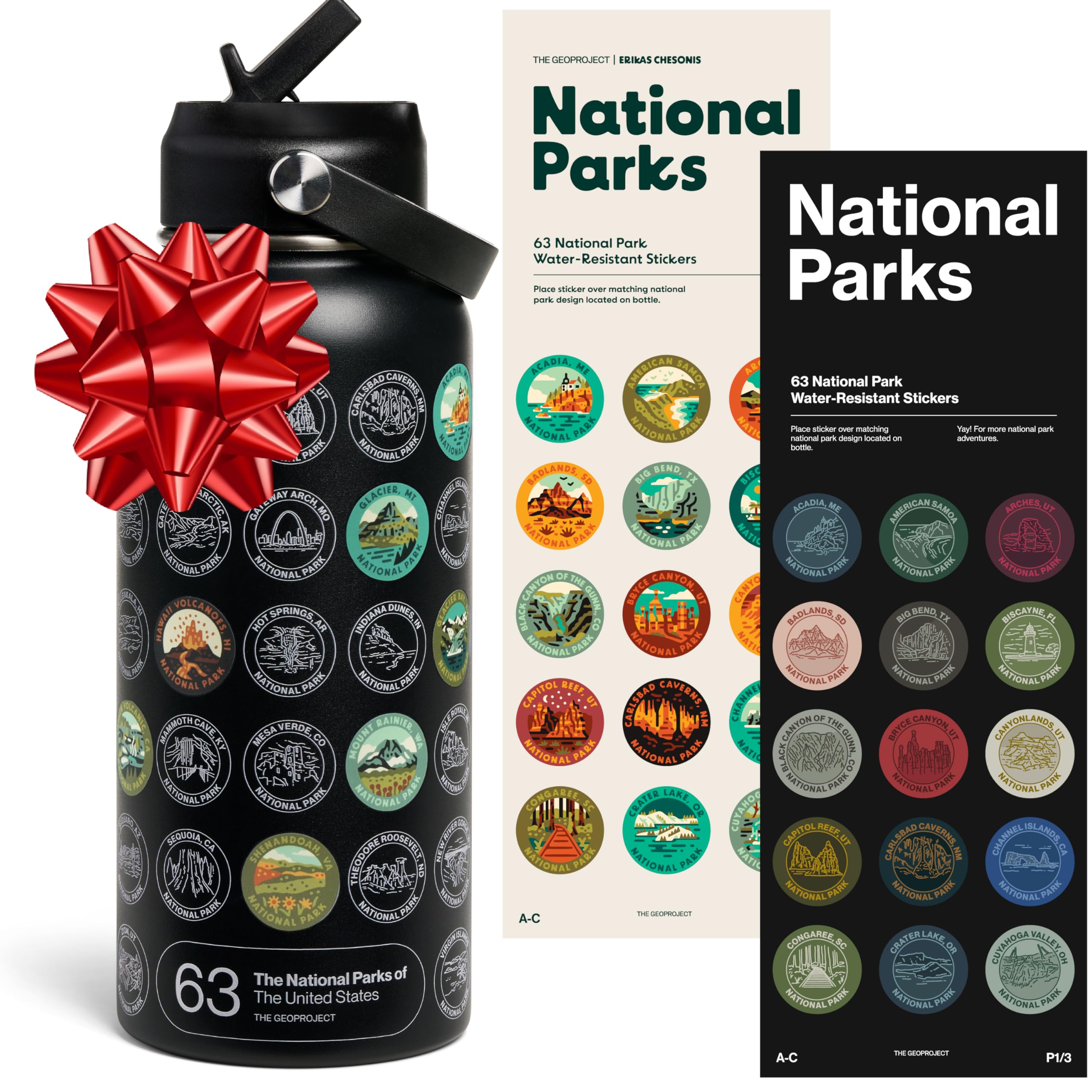 National Parks Wasserflasche Mit Aufkleber-Set – Für Abenteurer