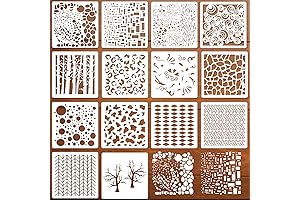 14Pcs Layering Mixed Media Stencils Leopard, Diamond, and Spirals Collection
