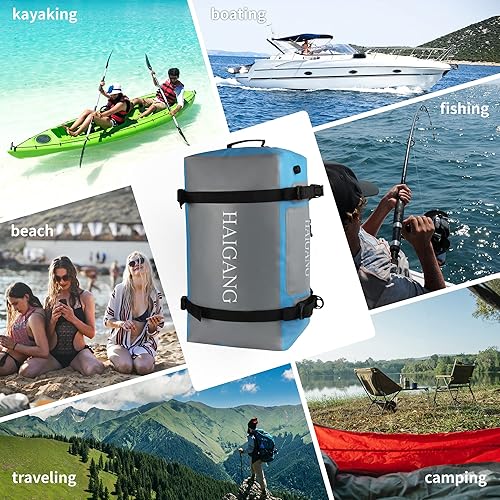 Miniatura 8 de Bolsa de lona impermeable de 70 L110 L, gran capacidad, correas y asas gruesas ajustables, cierre de cremallera, válvula de aire mantiene el equipo