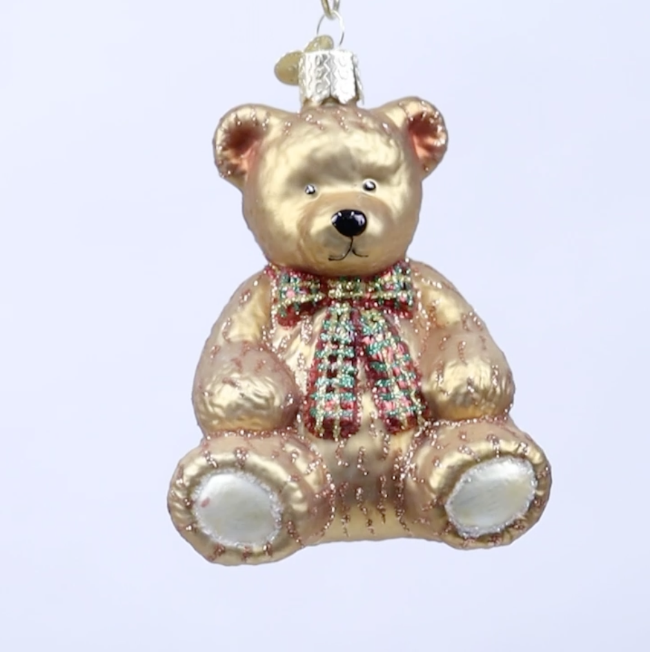 Amazon.com: Old World Christmas Teddy Bear Glass Blown Ornament