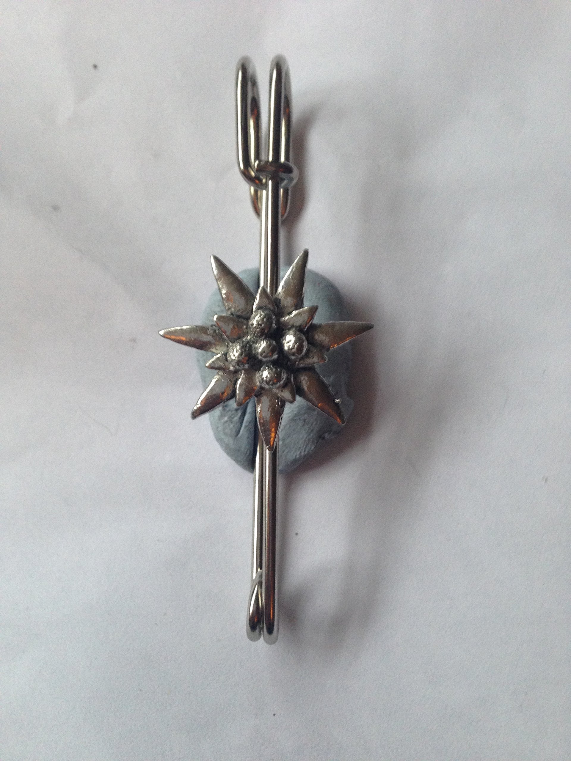 C21 Small Edelweiss kilt pin Scarf or Brooch pin pewter emblem 3" 7.5 cm handmade in sheffield