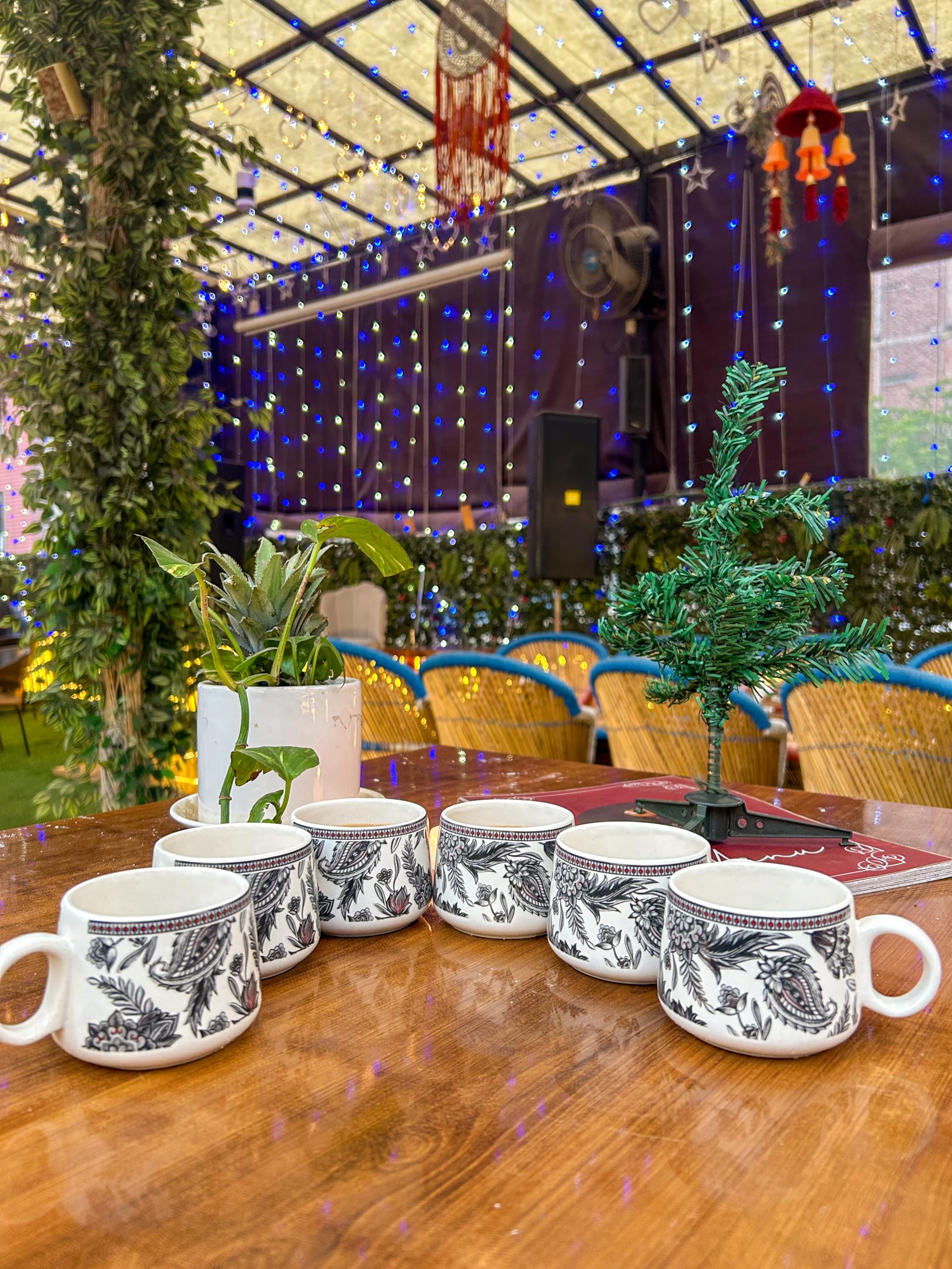 IZZYLYF 'Garden Bliss' Ceramic Tea Set - 1 Kettle (1000ml) & 6 Cups (150ml Each) | Handcrafted, Microwave & Dishwasher Safe Stylish Ceramic Tea Cup Set with Kettle | Fancy Tea Pot Set for Gifting 3