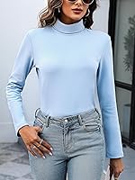 Vista 3 de KYLELOVE Camisetas térmicas de manga larga con cuello alto para mujer, básicas, ajustadas, para otoño e invierno