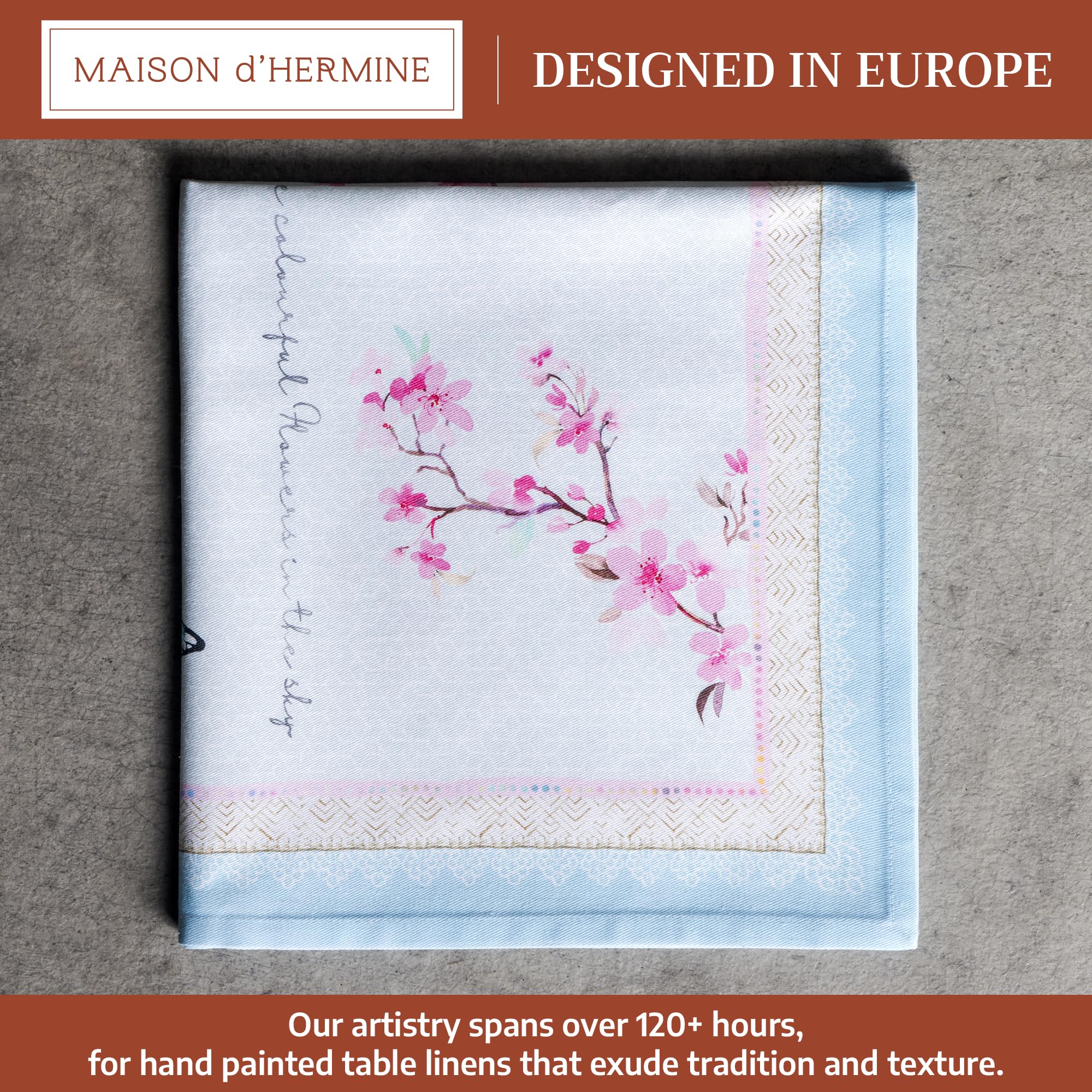 Maison d' Hermine Servilletas de tela (45 cm x 45 cm), 100% algodón, lavables, para cocina, restaurante y camping, flores en primavera, primavera/verano (juego de 4)