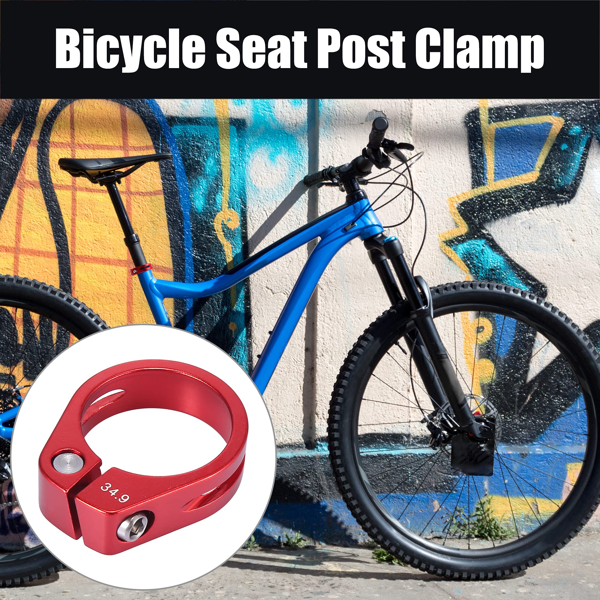 X AUTOHAUX 34.9mm Aluminium Alloy Bike Seat Post Clamp Seat Post Adapter Red - Image 2