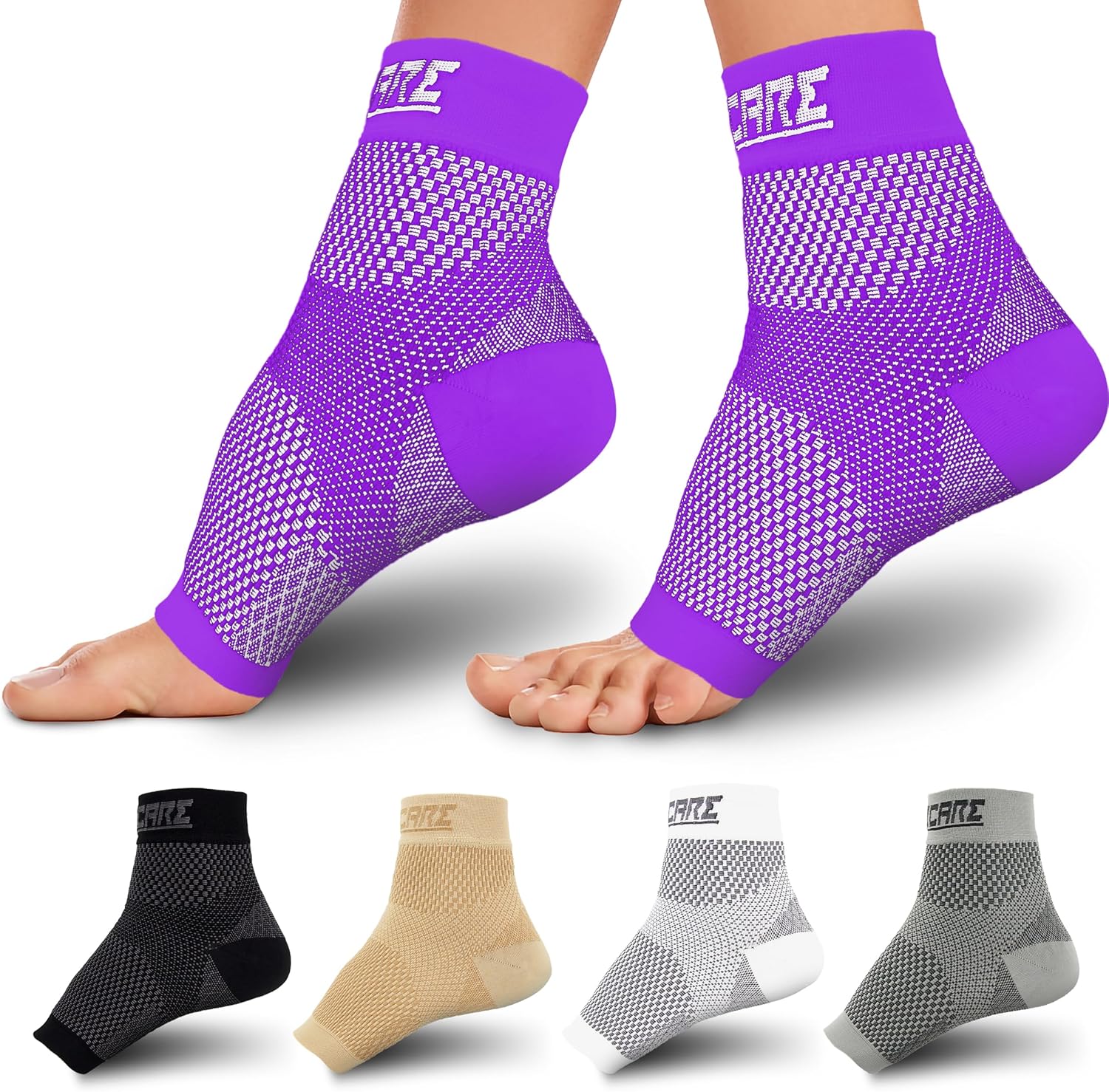 Compression Socks for Women & Men Open Toe (2 Pairs) - Best Ankle Compression Sleeve for Swelling, Achilles Tendonitis, Heel Pain & Plantar Fasciitis Relief, Gray, Large