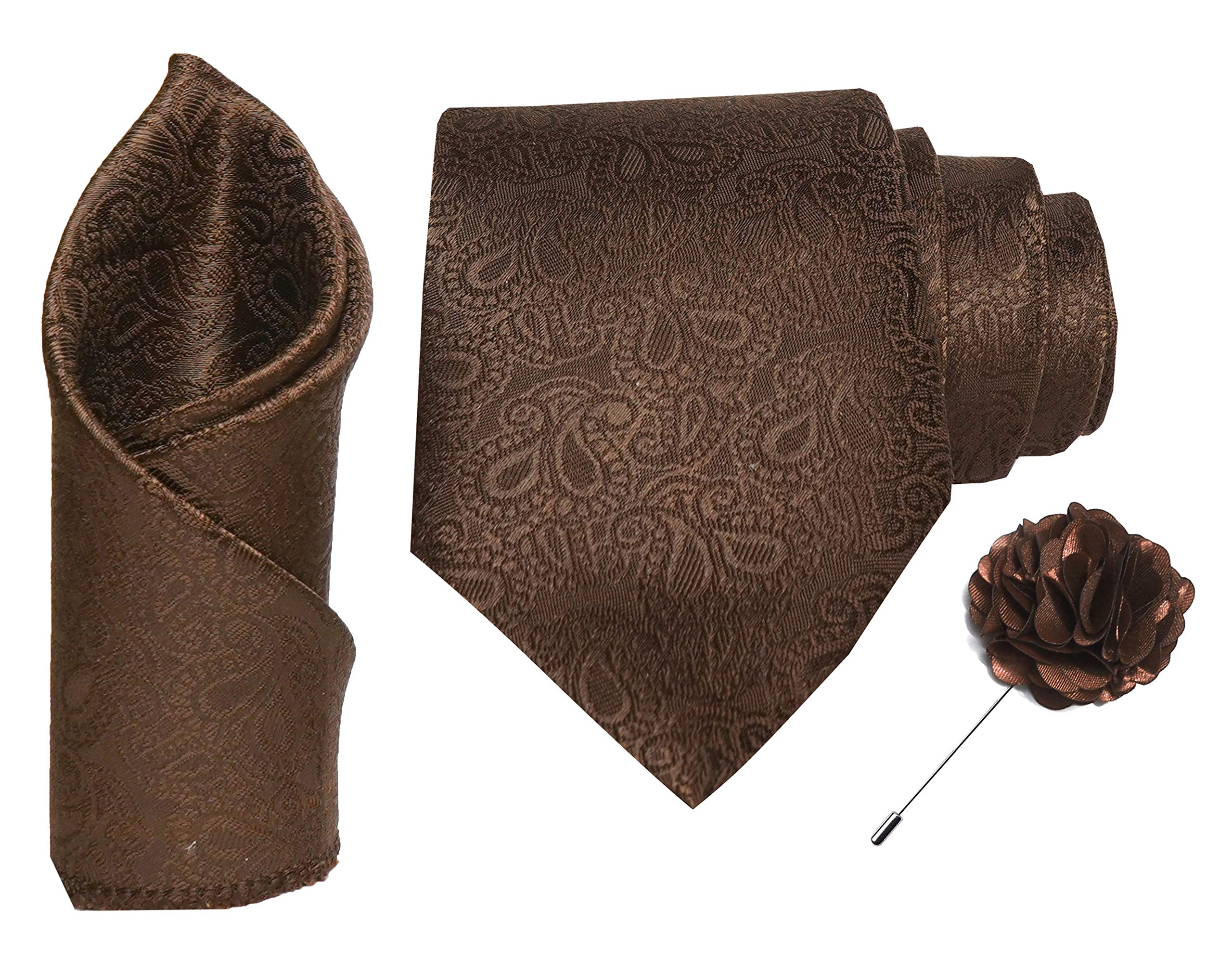 rizoro Tie for Men – Paisley Silk Neck Ties Set with Cufflinks Flower Pin, Pocket Square & Black Gift Box, Combo Necktie Sets for Office Wear, Formal Suits & Weddings (0, JCRS)-picture-55