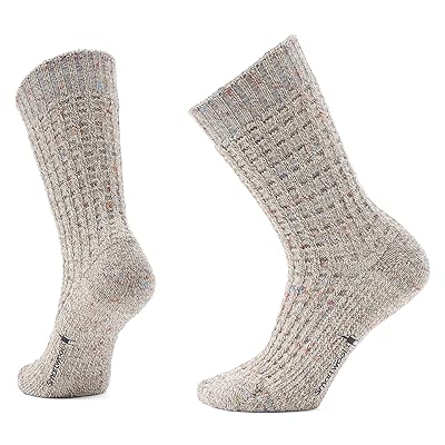 Smartwool Everyday Waffle Press Crew Socks Knee High Socks Shoes Taupe Natural Marl