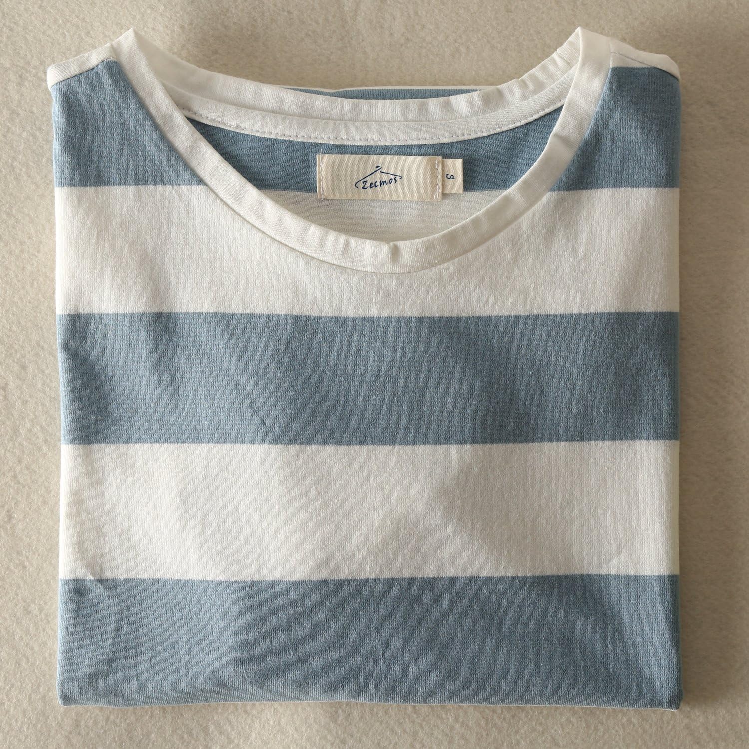 Zecmos Mens Stripes T-Shirts Casual Slim Fit Tshirts Striped Tees Top - Image 3