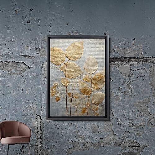Miniatura 2 de Original Ginkgo biloba Print On Canvas, Modern Textured Gold Wall Art, Abstract Gold Leaves Print, Living room Wall Decor, Canvas, Arts