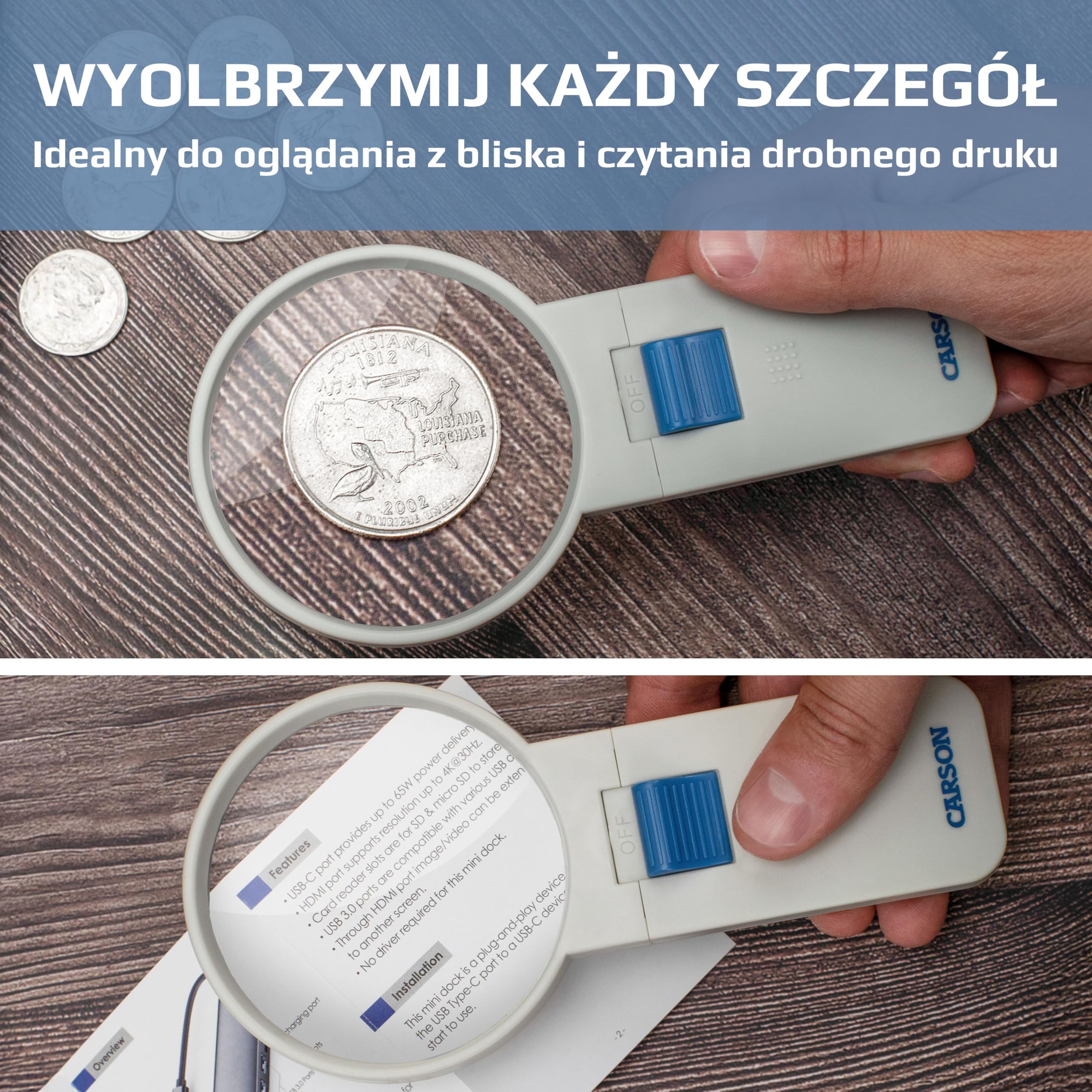 UltraOptix Sv-3LPLED okrągłe szkło powiększające z podświetleniem LED 4-krotne powiększenie soczewka odporna na zarysowania