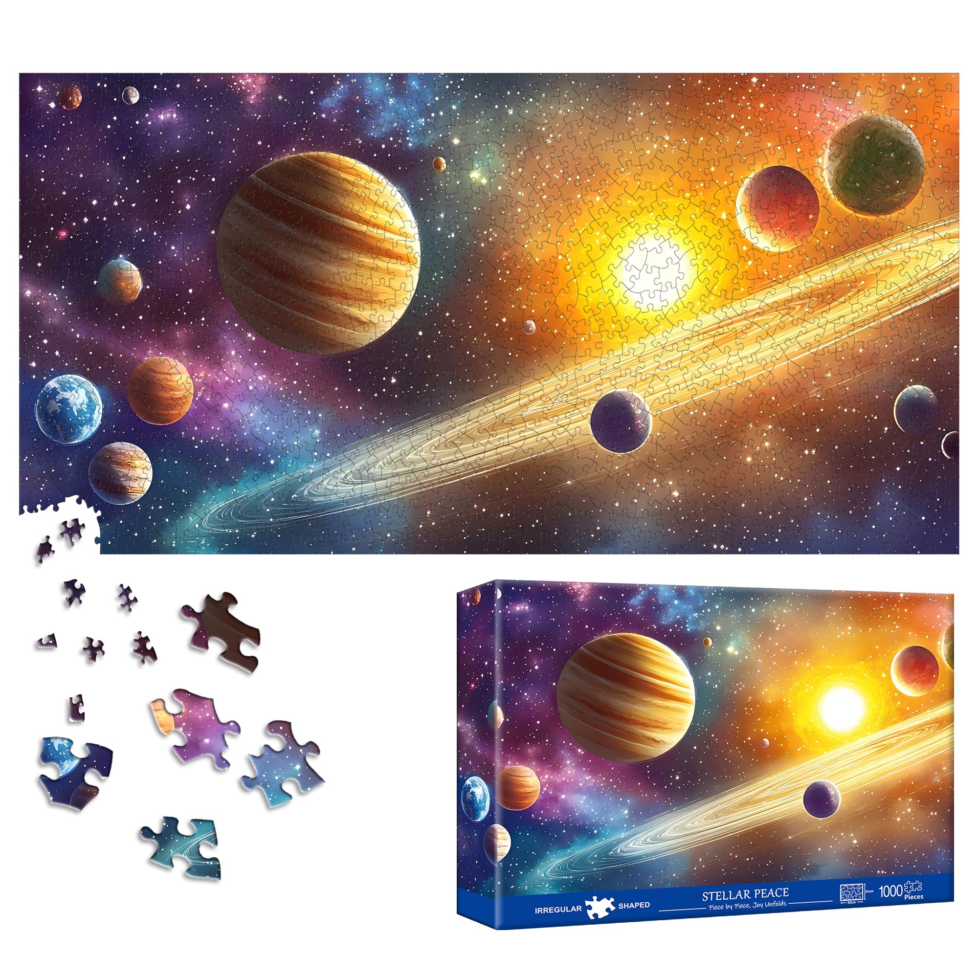 Bimkole Planet Jigsaw Puzzle for Adults 1000 Pieces, Universe Paper Jigsaw Puzzles 1000 Pieces, A Fun and Challenging to Decorate The Whole Family, 80 X 41 cm