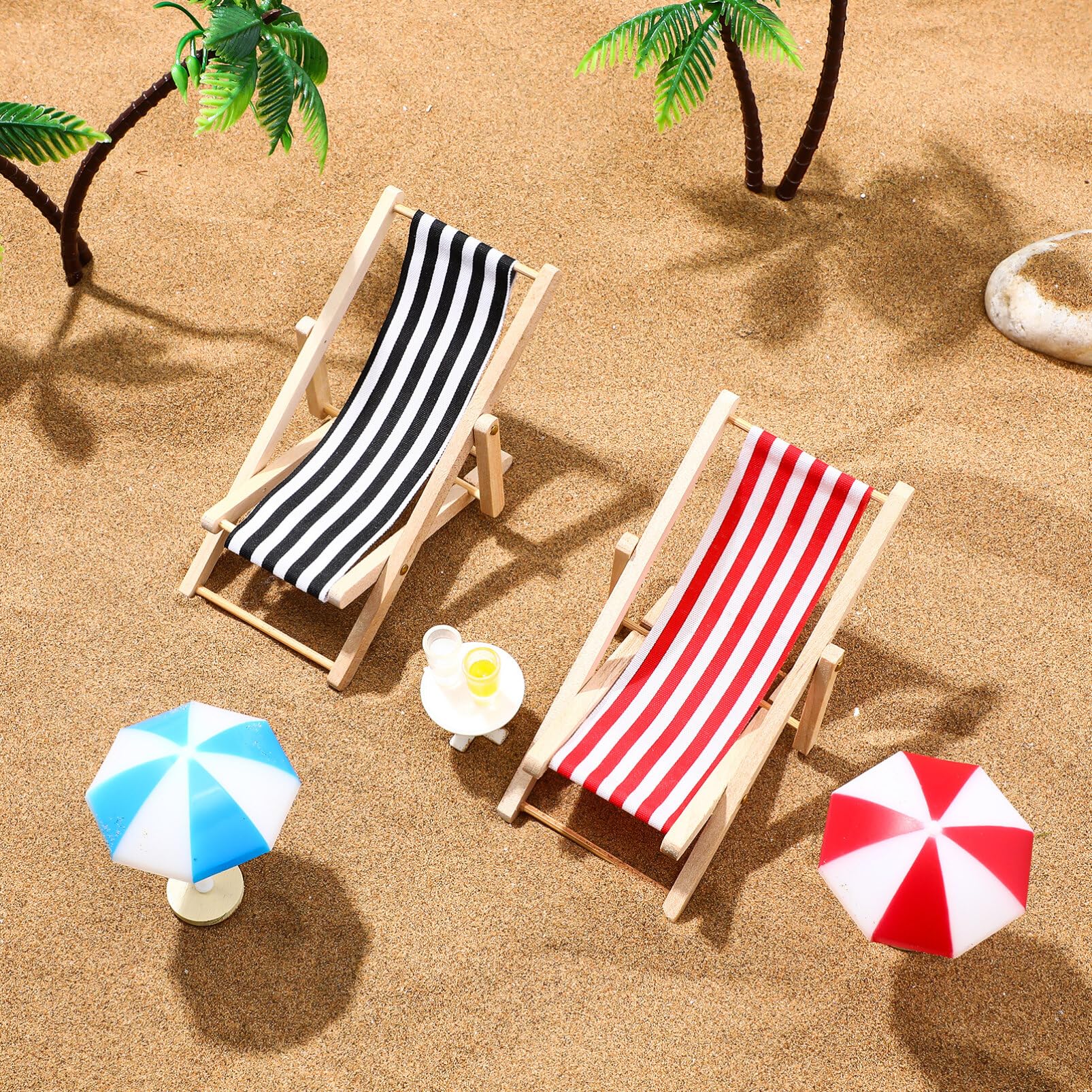 32 Piezas Mini Paisaje De Playa | Sillas, Sombrillas Y Palmeras En Miniatura | Decoración De Verano Para DIY | Conchas Y Accesorios | Juego Creativo