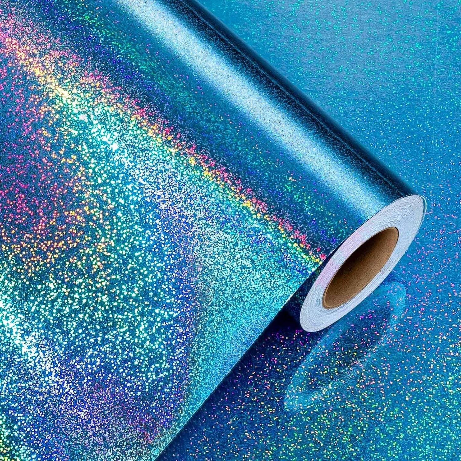 Wikadlik Blue Wrapping Paper, Holographic Point Gift Wrap Paper for Fathers Day, Birthday, Wedding, Anniversary, Holiday, Christmas - 43cm x 10m โ image 1