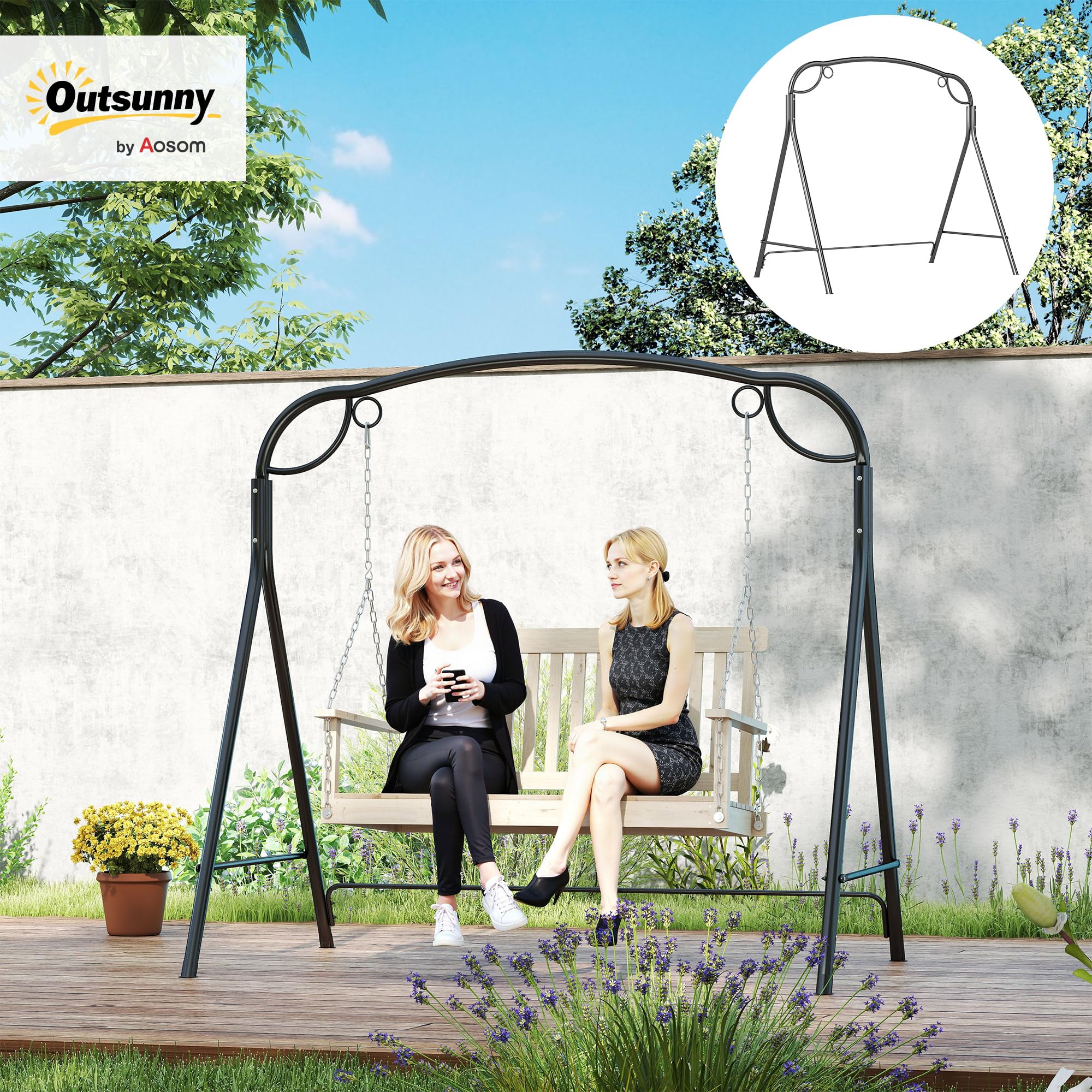 Outsunny Soporte para Columpio de Metal Estructura de Columpio Resistente con Patas en Forma de A Carga 220 kg para Jardín Parque Patio Porche 172x126x170 cm Bronce