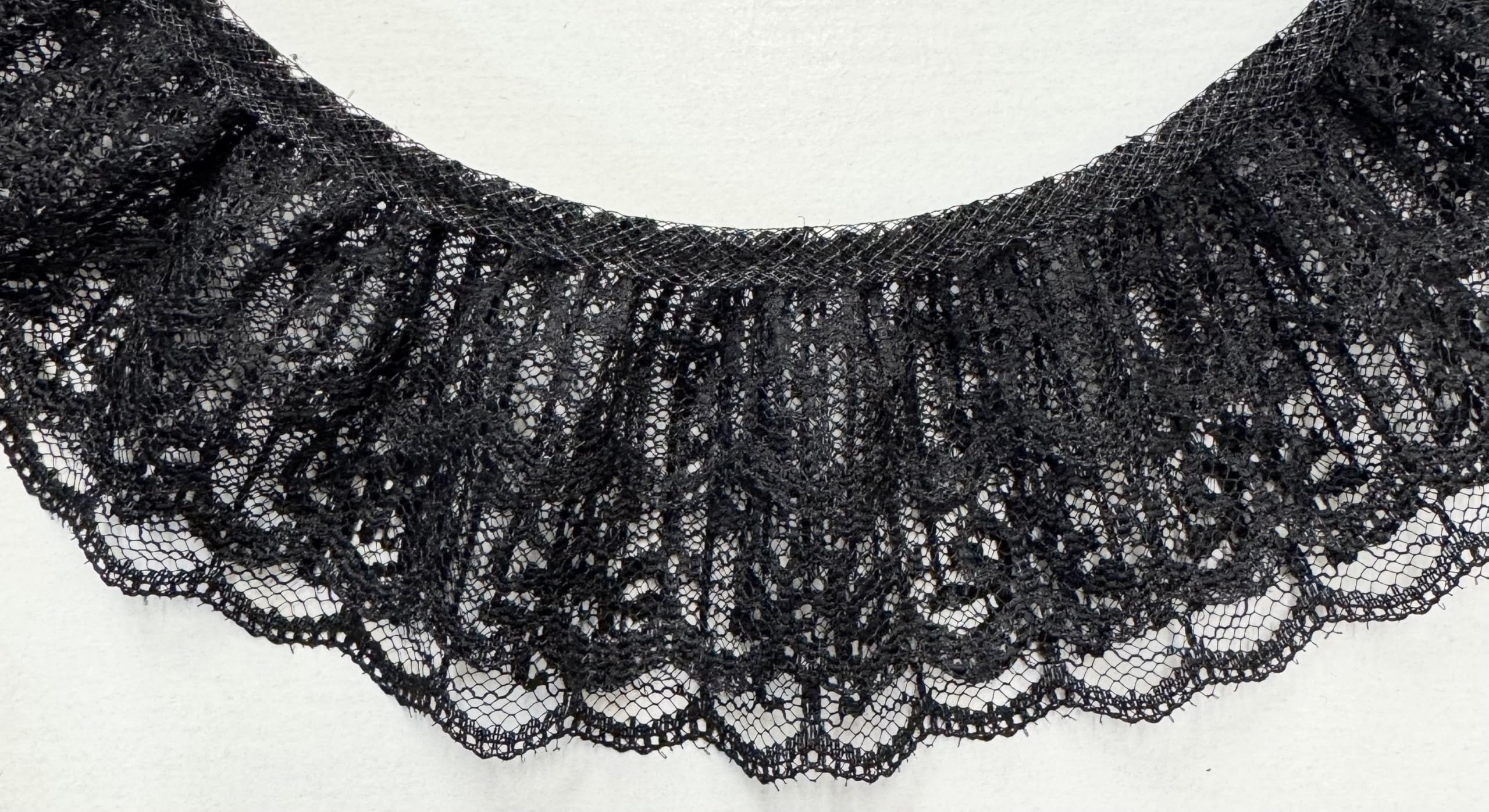 2.5" Ruffled Gathered Lace Three Tier Trimming - 8 Yards! (Black)