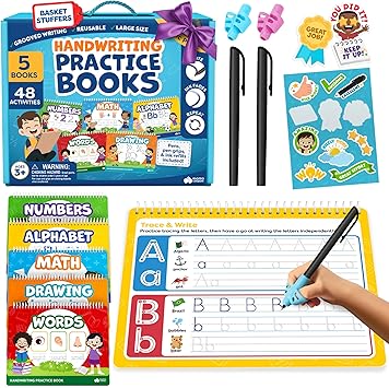 Magic Grooved Writing Practice for Kids Age 3-5 - Grooved Writing Books for Kids 3-5 - Handwriting Practice for Kids 5-7 - Preschool Tracing Books, Toys for 4 Year Old - Easter Gifts