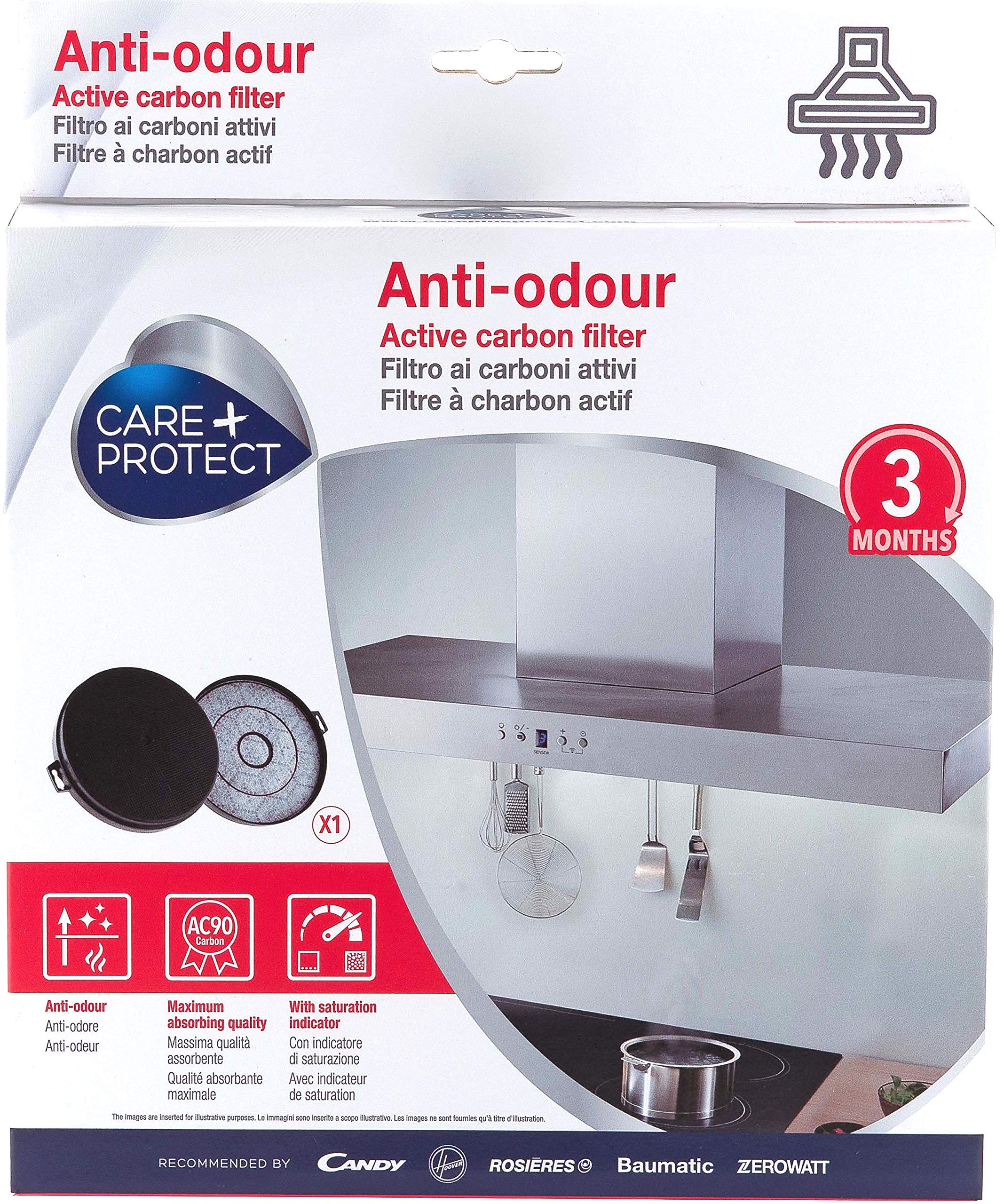 Care + Protect Universal Type 210, ST1, anti-odour carbon filter with indicator