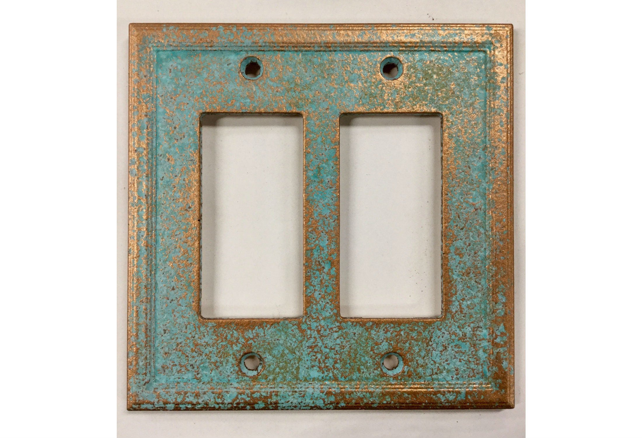 Double Decorator Light Switch Plate - Patina Effect (Aged Patina)