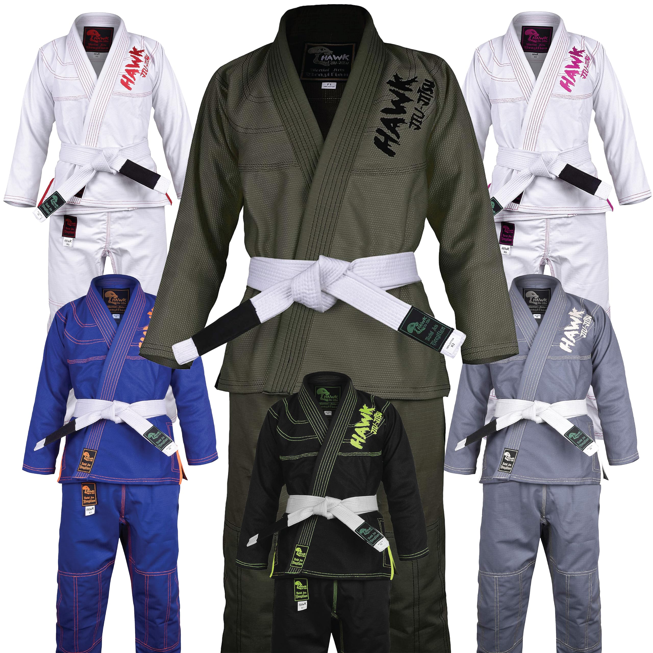 Hawk Sports Brazilian Jiu Jitsu Gi for Kids, Ultra-Light Extra Tough Premium Fabric Kids BJJ Gi
