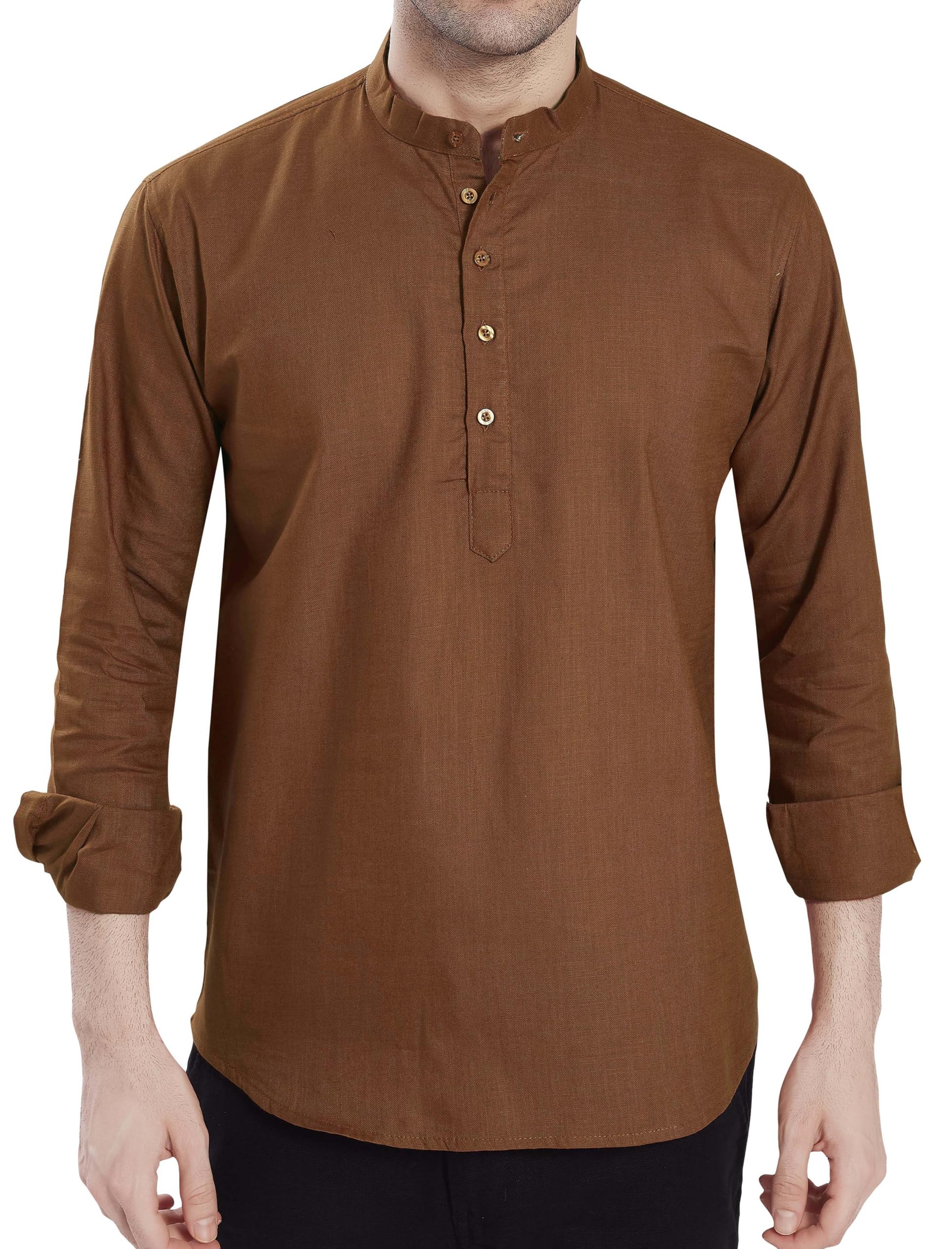 divisive Men's Slim Fit Full Sleeves Cotton Short Kurta-picture-13