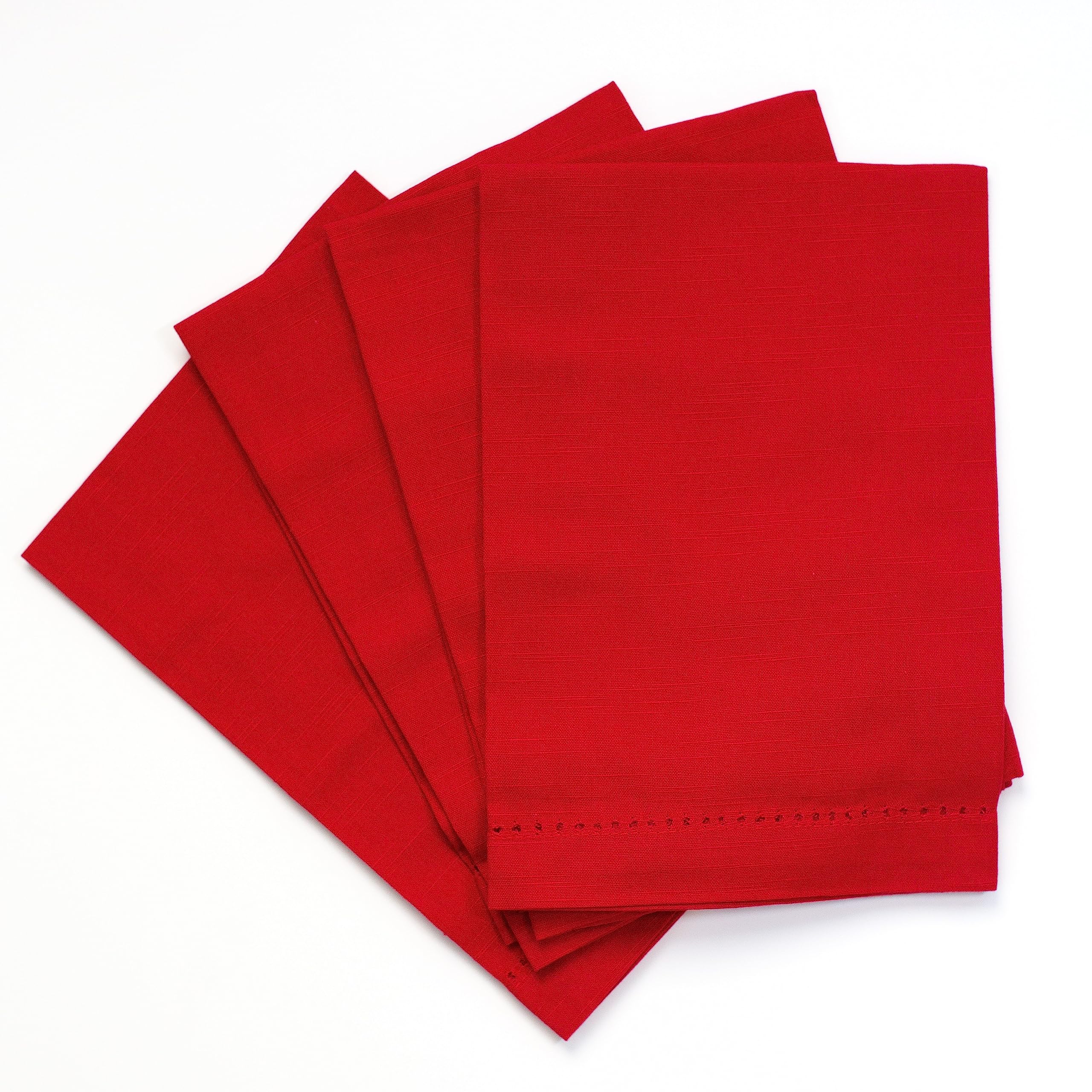 Fabric Textile Products | 100% Cotton Hemstitch Cloth Dinner Napkins | Machine-Washable | 20