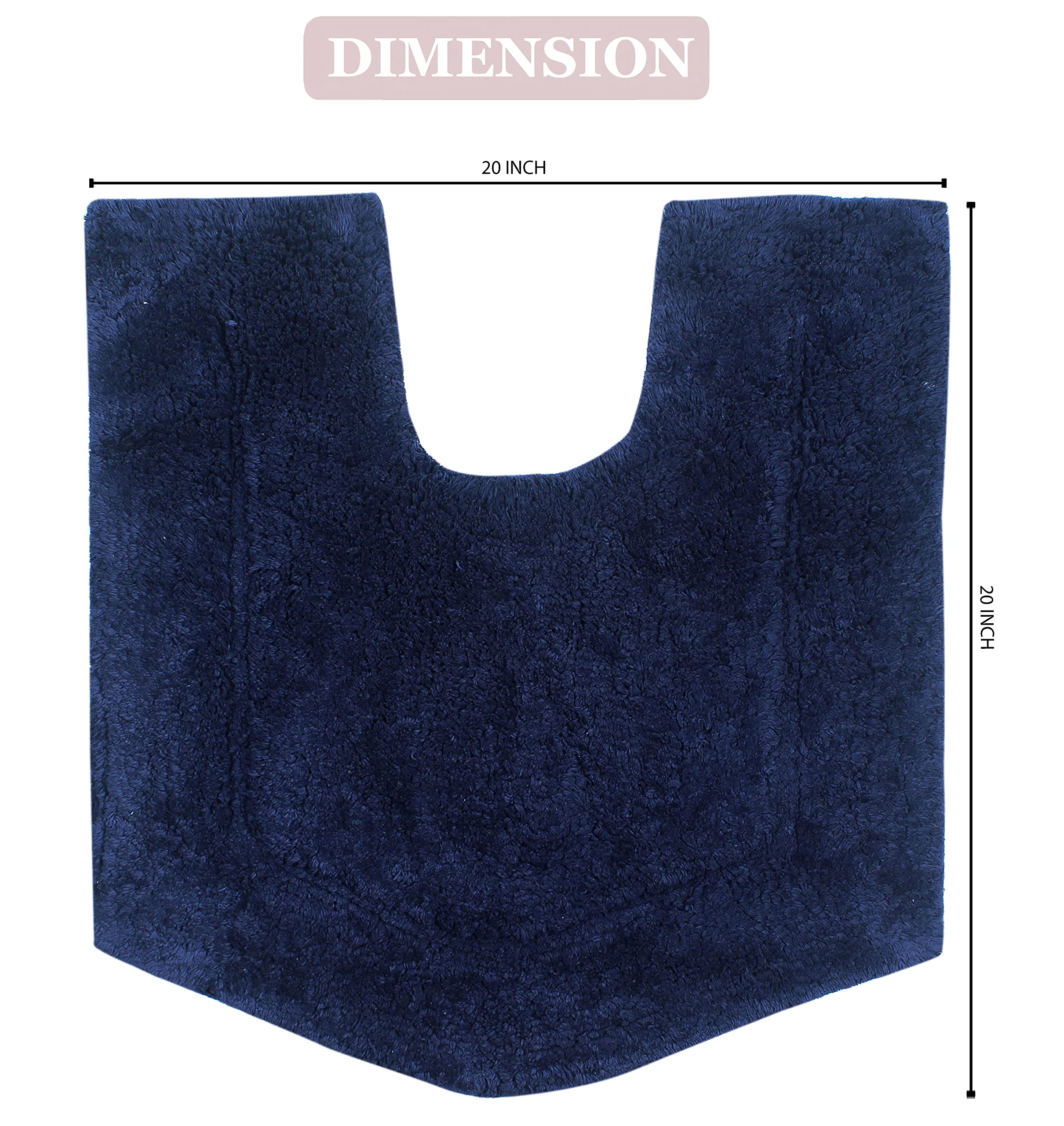 Home Weavers Waterford Collection Absorbent Cotton Soft Bath Rug, Machine Washable, 20" x 20" Contour, Navy