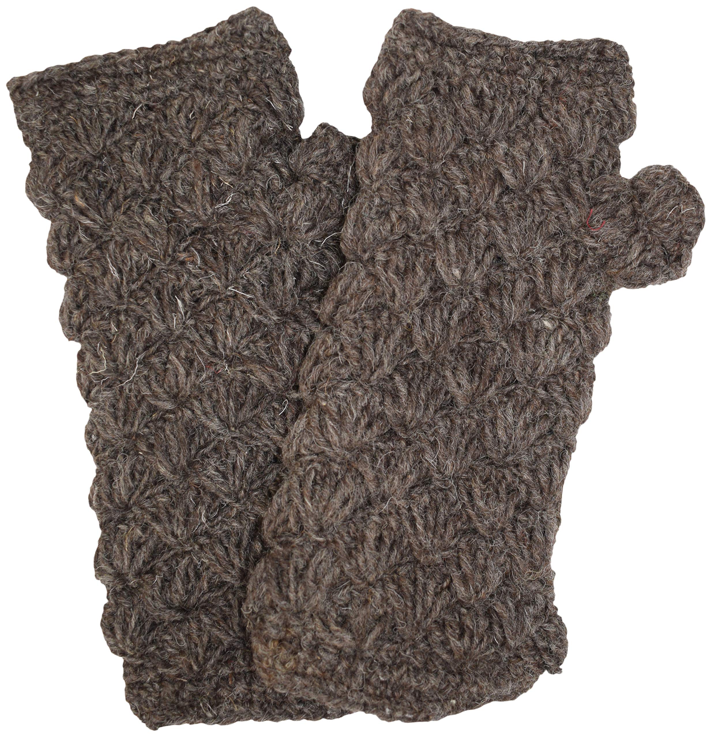 Gheri Winter Chunky Wool Diamond Pattern Fleece Lined Long Fingerless Handwarmer Mittens Gloves J
