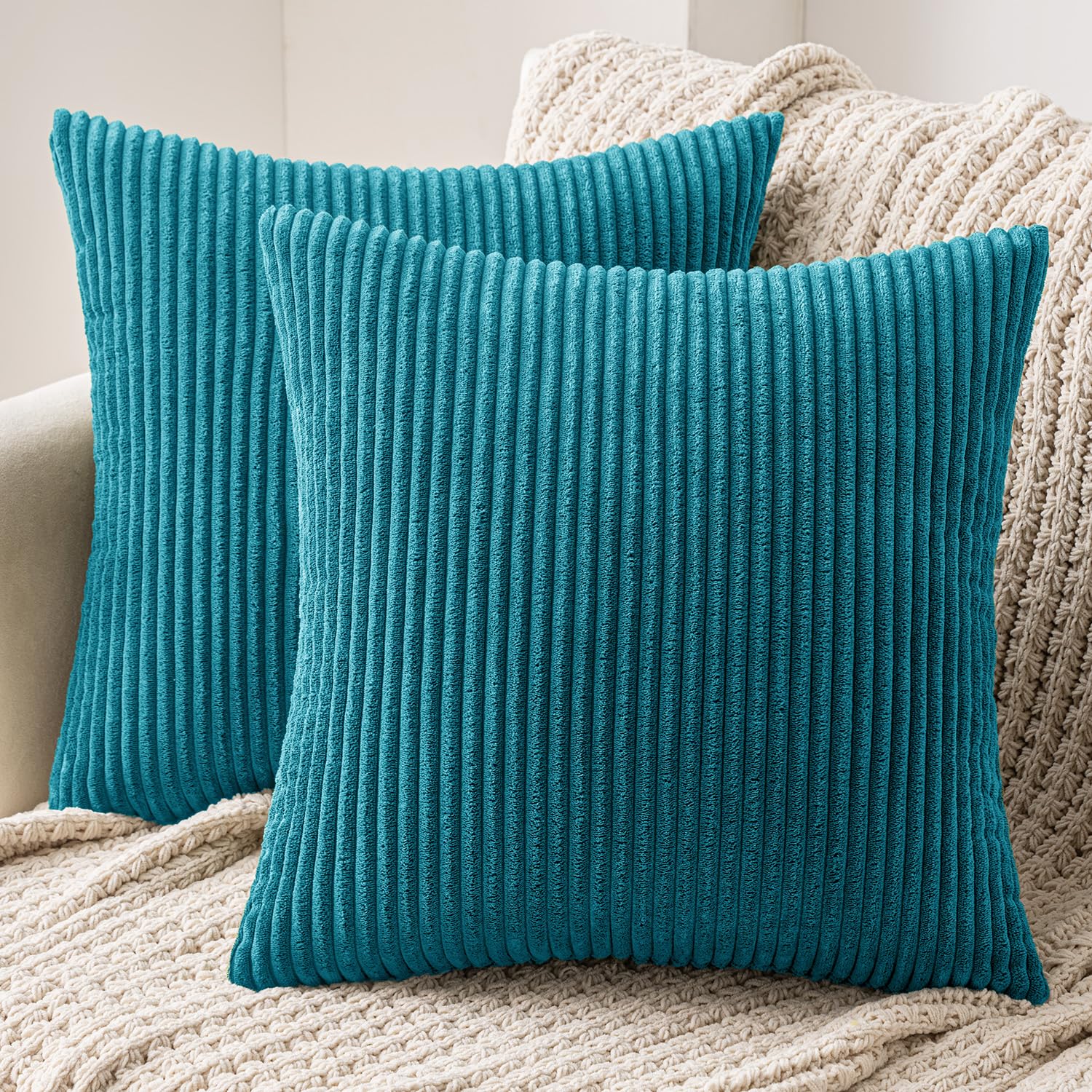 MIULEE Kissenbezug Kordsamt Zierkissenbezug Dekokissen Sofakissen Kord Kissenhülle Dekorative Zierkissenbezüge Weiches Kissen für Sofa Zuhause Schlafzimmer