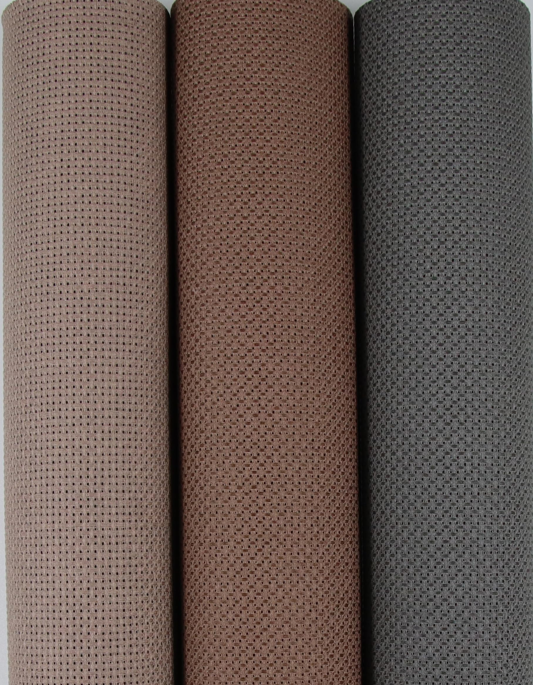 KCS 3 pc of 15" x 18"(38cmx45cm) Counted Cross Stitch Cotton Aida Cloth Needlework Rolled Fabric Box,14CT,Coffee+Brown+Dark Grey