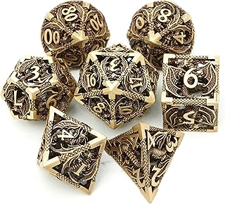 DND Dice Set Metal Dice Dungeons and Dragons Dice Gift Polyhedral Dice Set D&D Role Playing Dice D20 Hollow Polyhedral Dice Set for Dungeons and Dragons RPG MTG Table Games