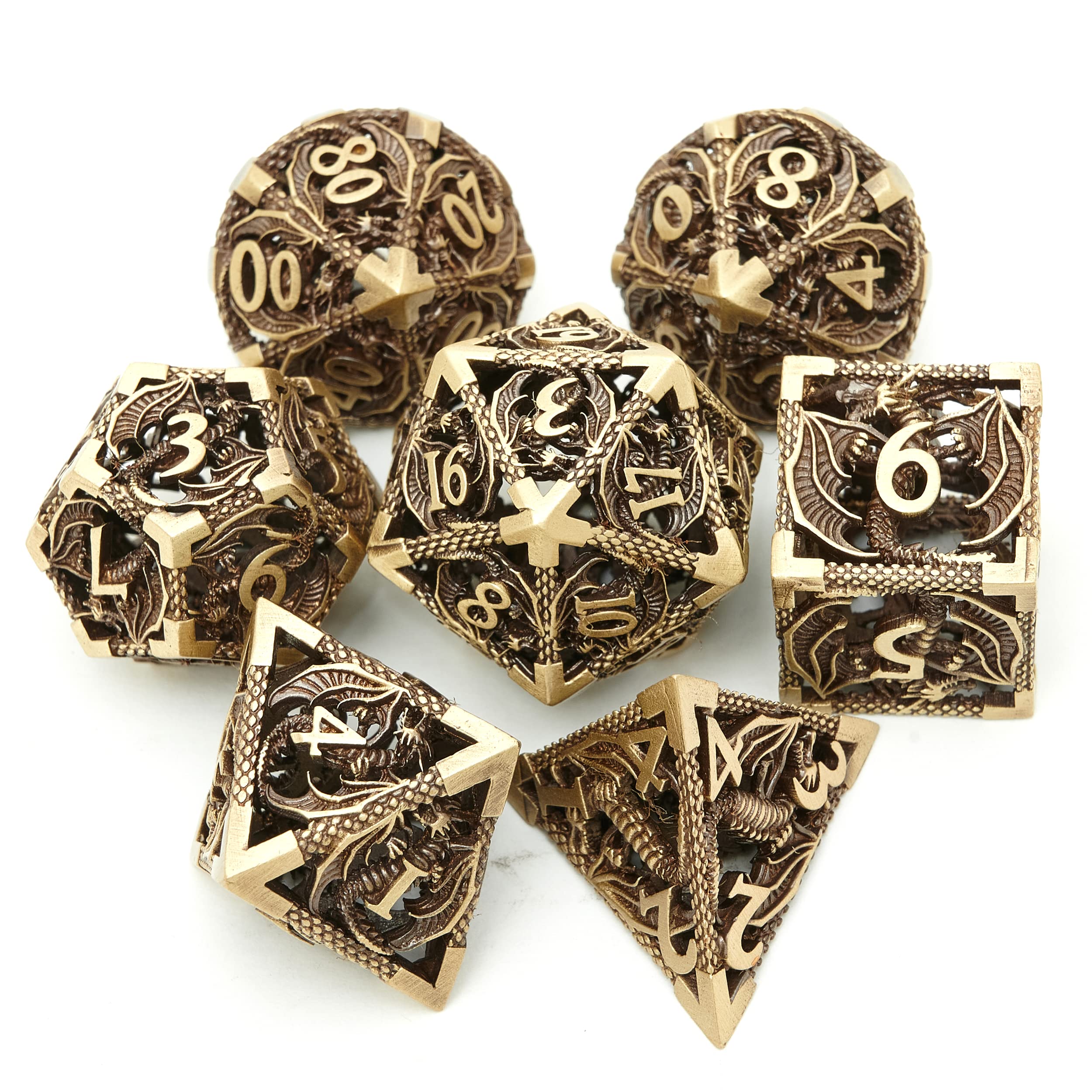DND Dice Set Metal Dice Dungeons and Dragons Dice Gift Polyhedral Dice Set D&D Role Playing Dice D20 Hollow Polyhedral Dice Set for Dungeons and Dragons RPG MTG Table Games
