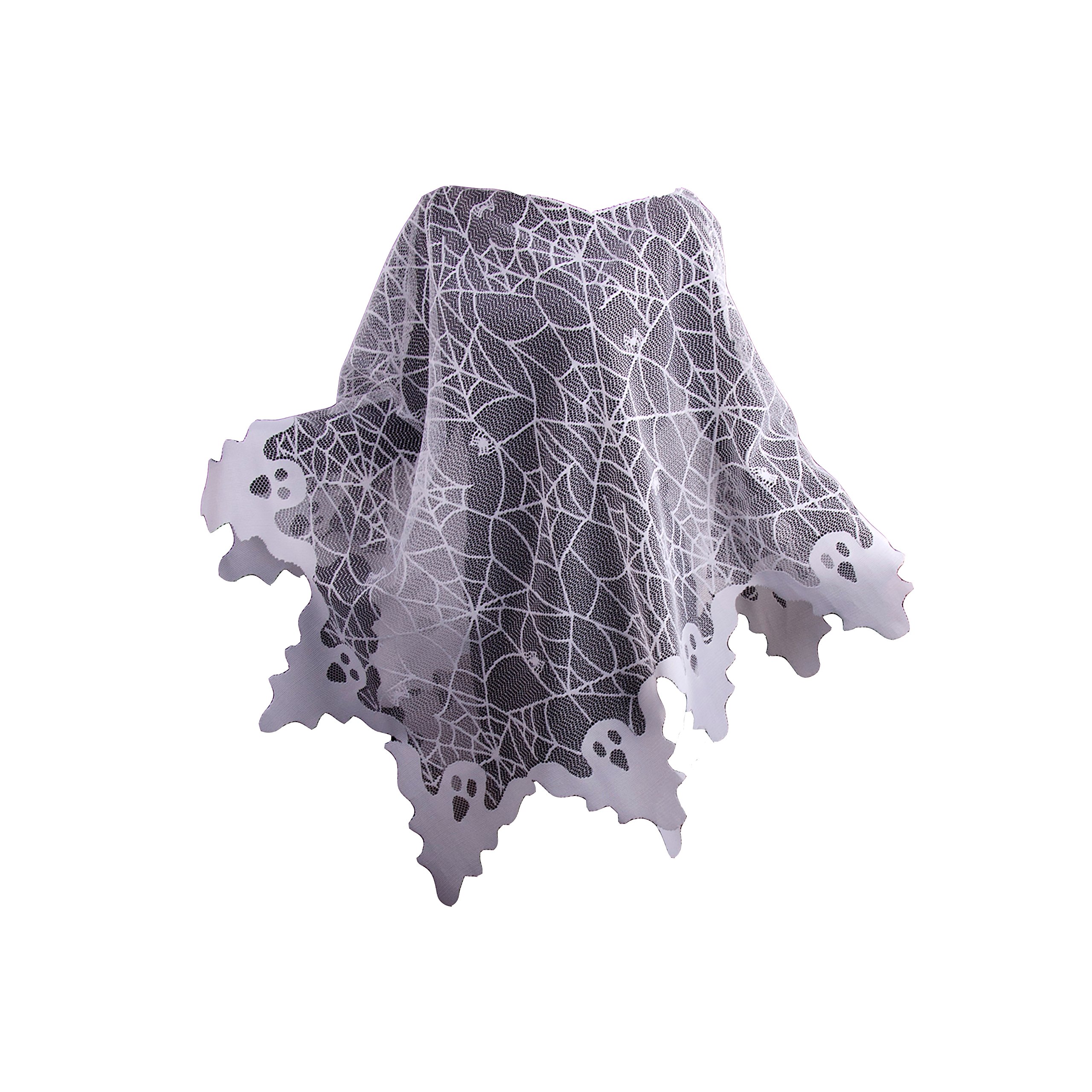 Heritage Lace Halloween Ghost Poncho Costume 58" x 58", Spider Webs with Ghost Border