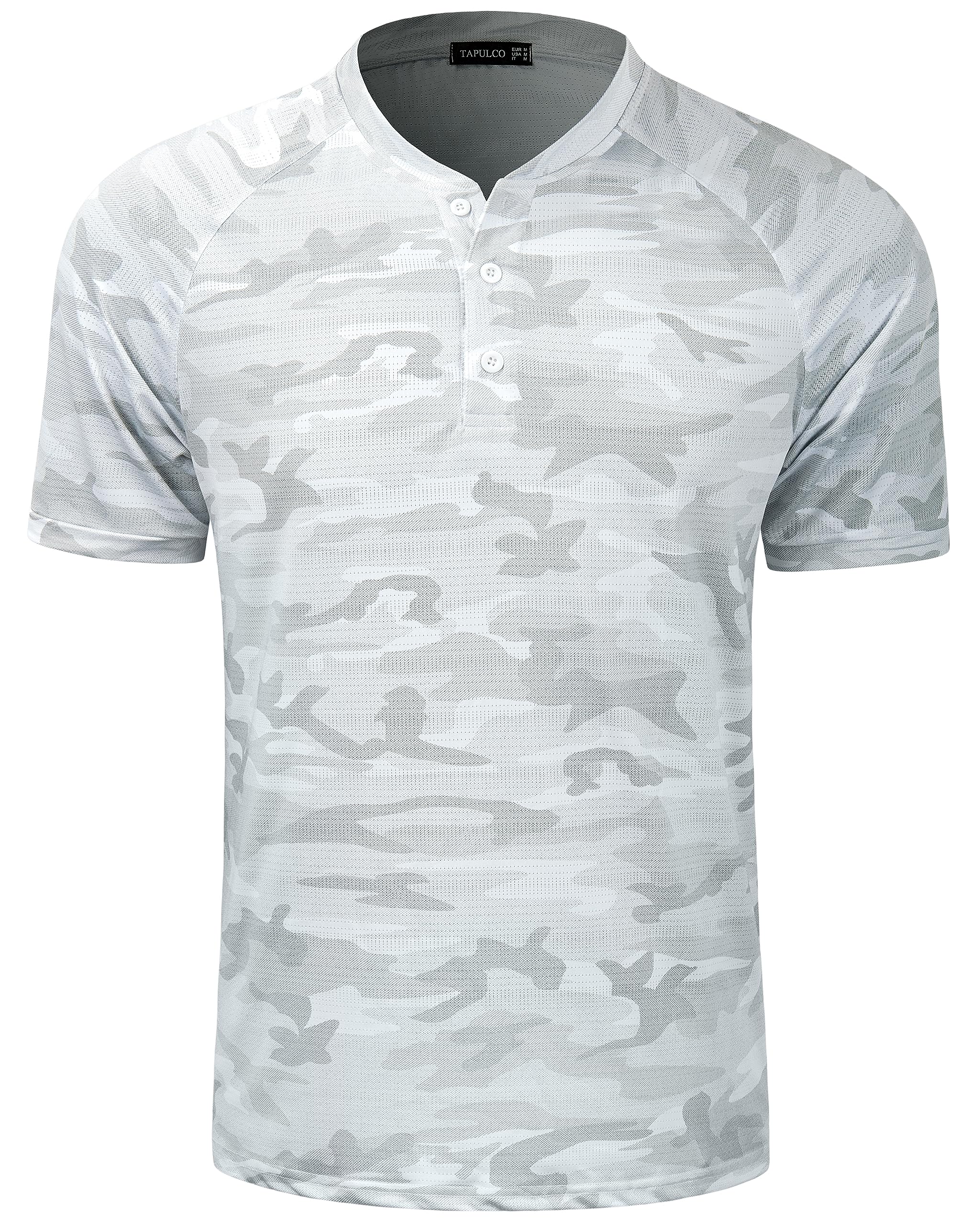 TAPULCO Mens Collarless Golf Shirts Short Sleeve Dry Fit Stretch Casual Breathable Lightweight Tshirts