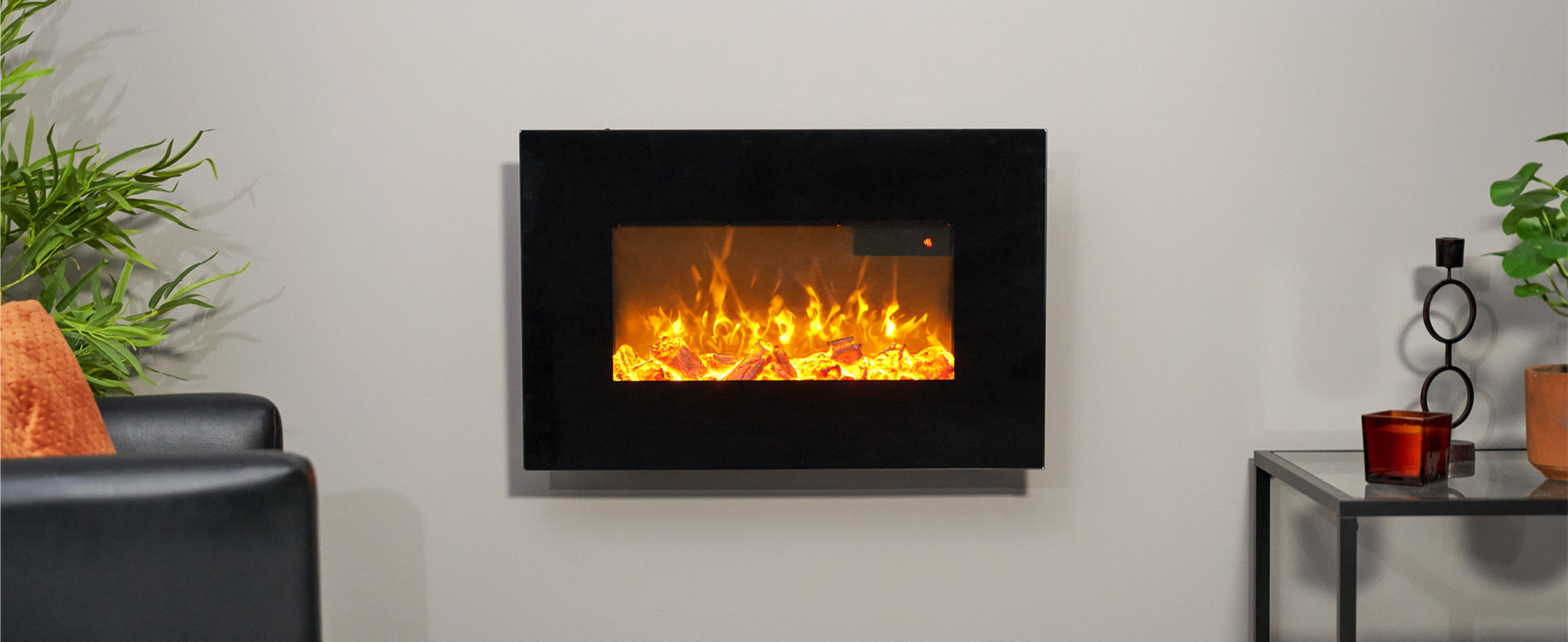 Sureflame WM-9334 Electric Wall Mounted Fire with Remote in Black