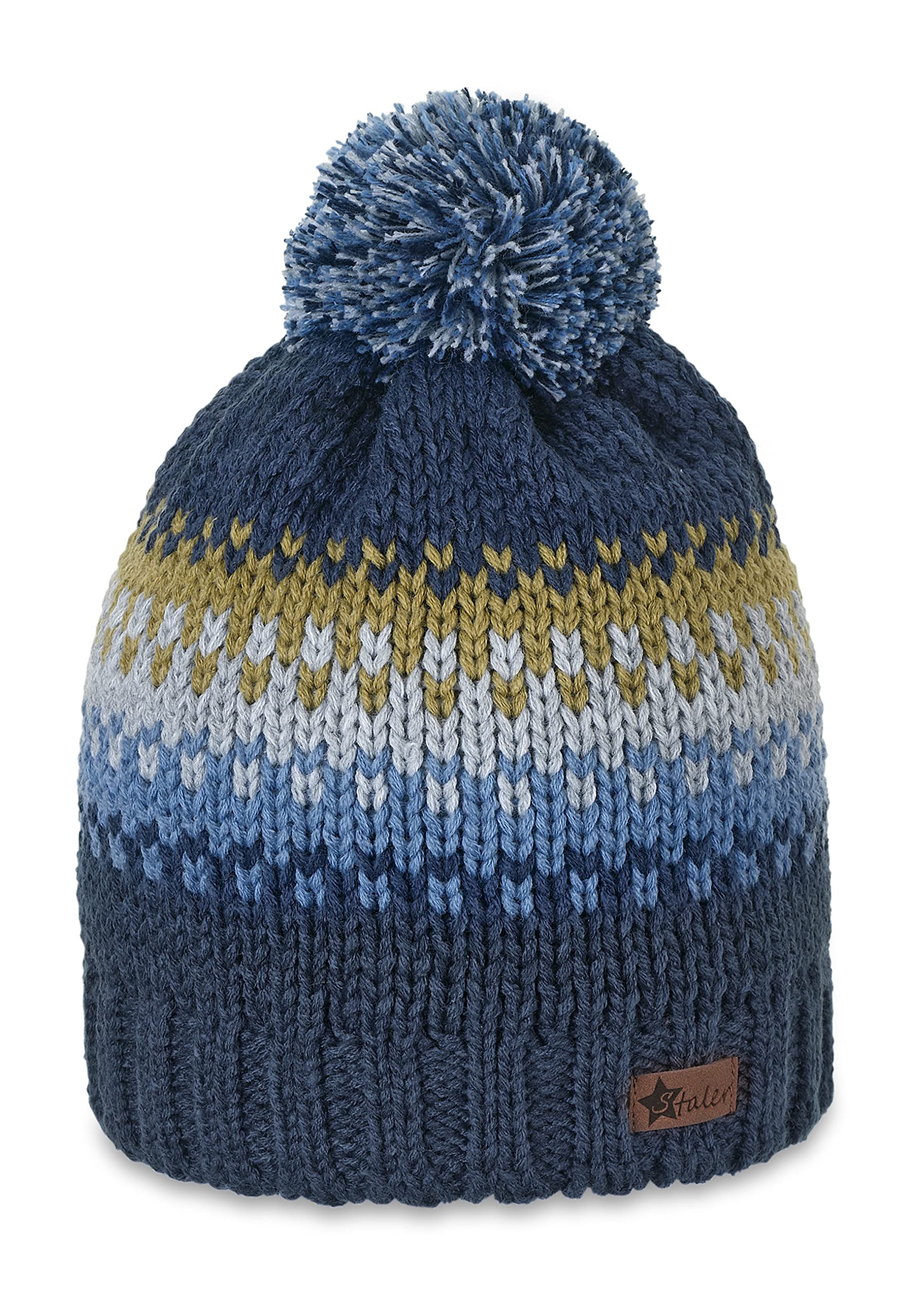 Bonnet à pompon dégradé tricoté pour enfant style moderne mixte